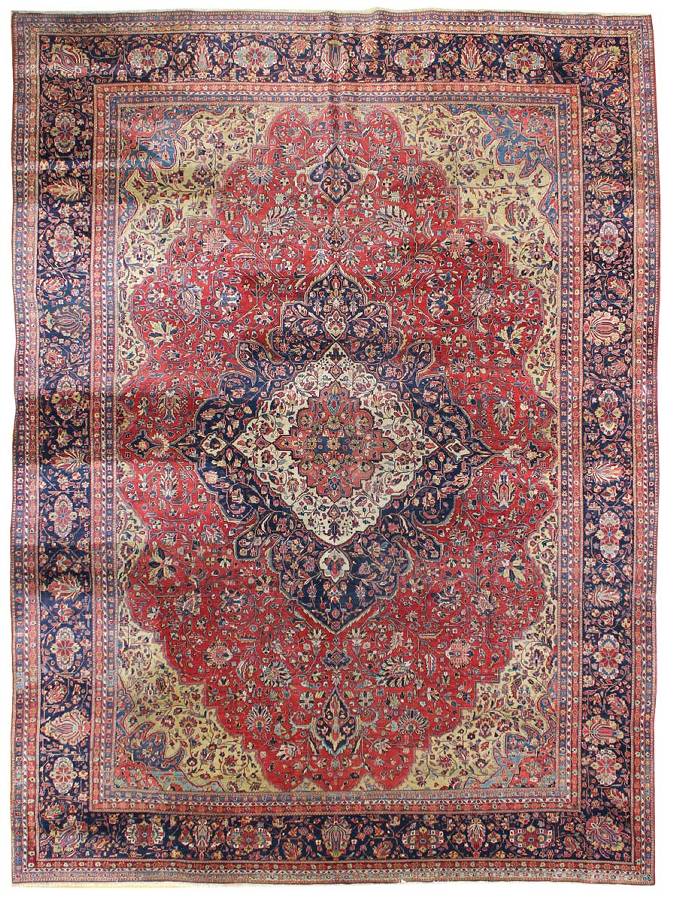 Antique Sarouk Handwoven Traditional Persian Rug - J32691 | Vintage Home Decor for Living Room, Bedroom & Office