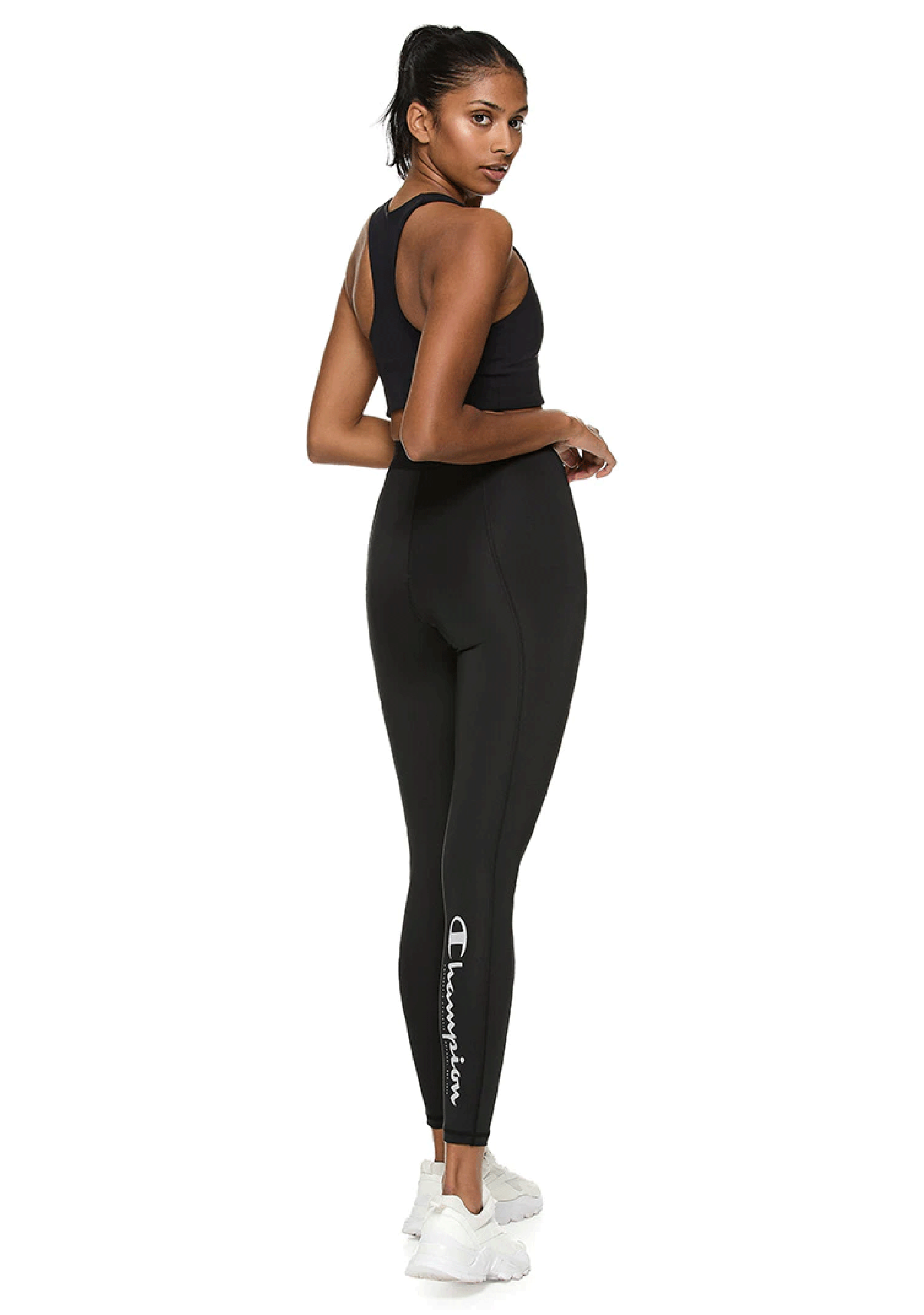 Champion Women's Powercore High-Waisted Workout Tights - Black - Moisture-Wicking & Compression Leggings for Running, Yoga & Gym Training