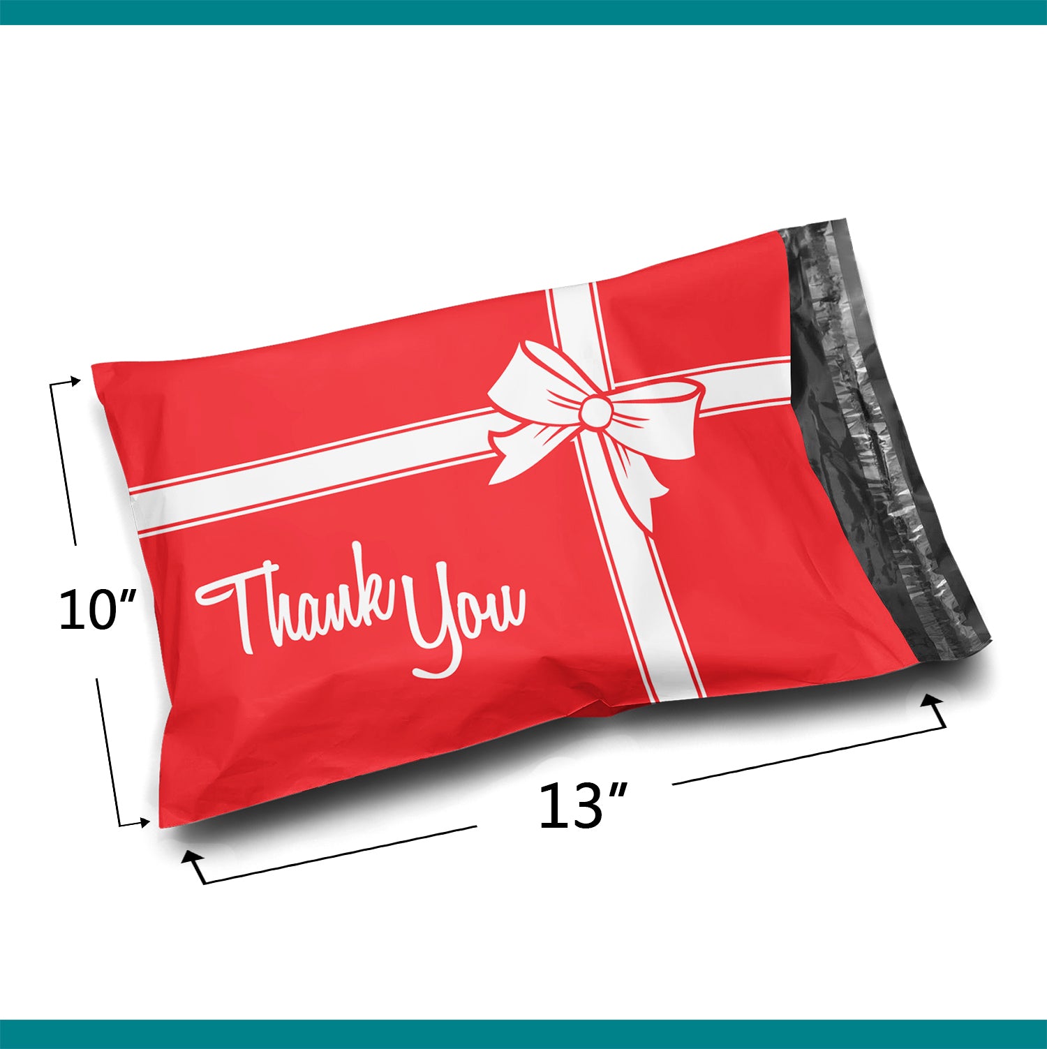 10 x 13 Inch Red and White Holiday Poly Mailer Envelopes with Bow - 2 Mil Thick Christmas Thank You Gift Bags | Perfect for Holiday Shipping, Party Favors & Ecommerce Packaging | Shop4Mailers