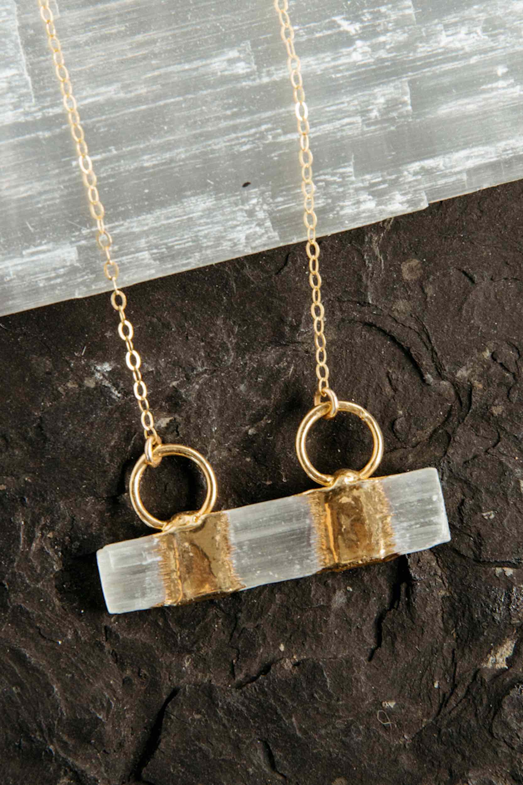 Aligned Selenite Bar Necklace - Healing Crystal Pendant for Chakra Balancing & Energy Cleansing | Perfect for Meditation, Yoga & Spiritual Protection
