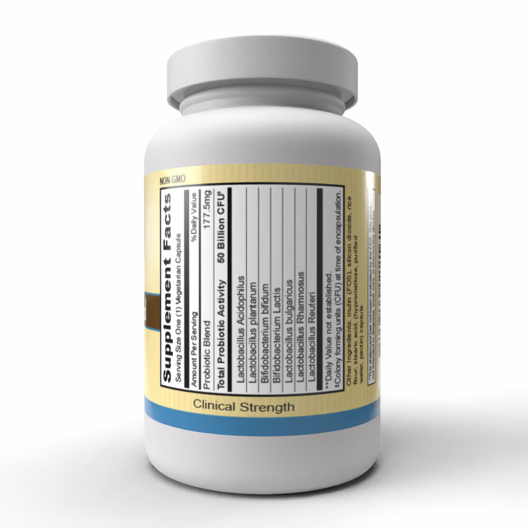 50 Billion CFU Probiotic Blend (30 Capsules) - Supports Digestive Health & Immune System - Perfect for Daily Gut Wellness & Travel