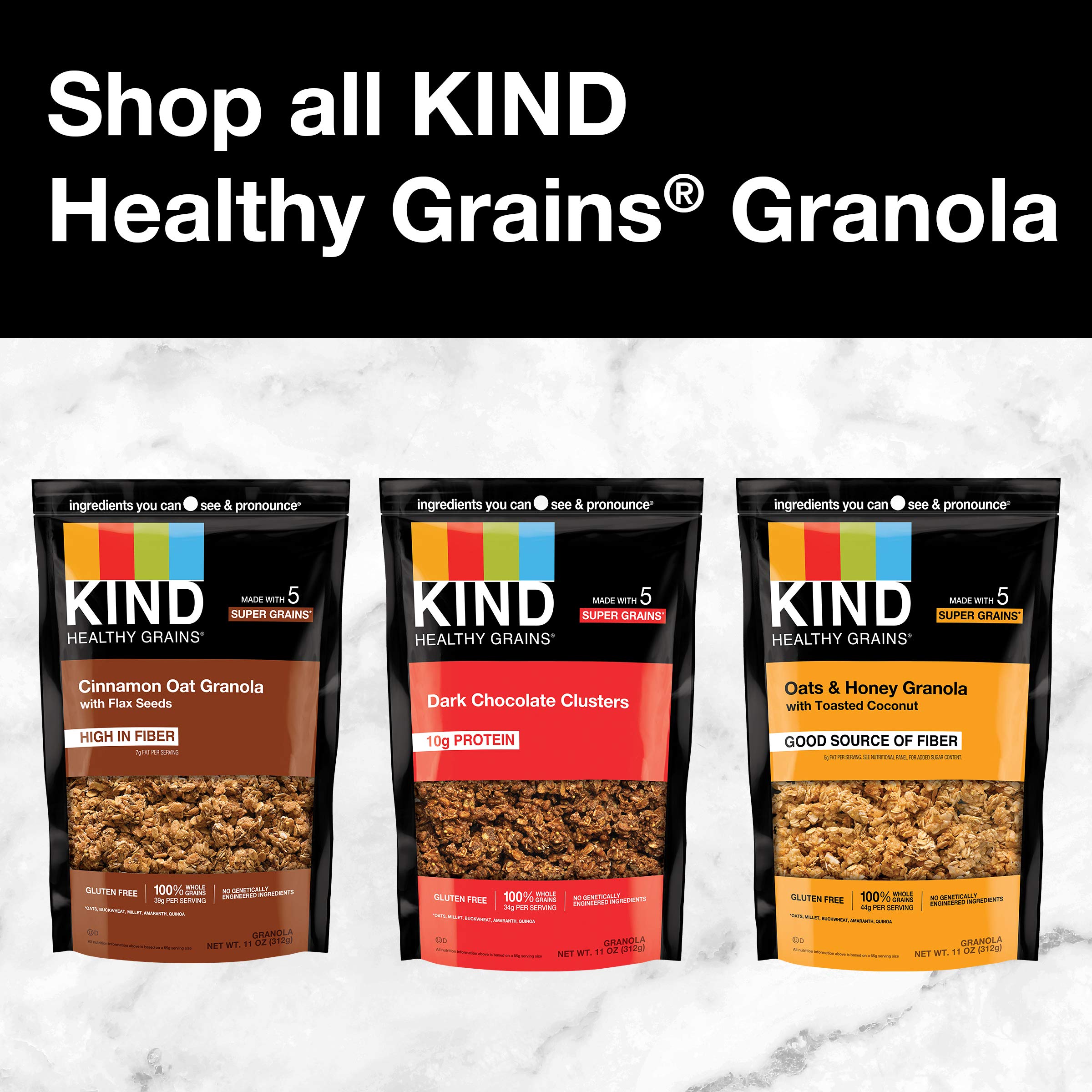 KIND Healthy Grains Clusters Dark Chocolate Granola - Gluten Free, High Protein (10g), 11oz (6-Pack) | Perfect for Breakfast, Snacks & Healthy On-the-Go Eating