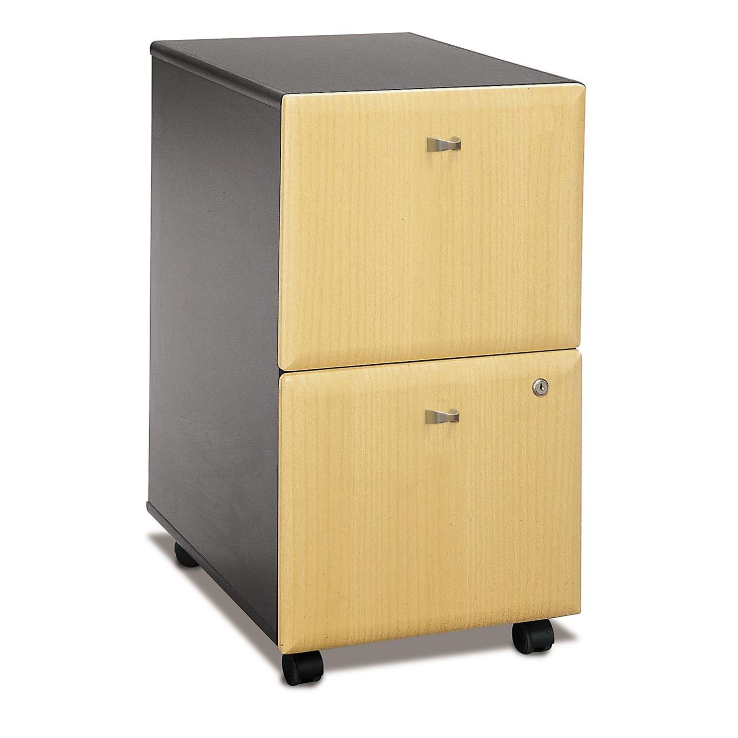 Bush Business Furniture Series A 2-Drawer Mobile File Cabinet - Beech/Slate Finish - Office Storage Solution for Documents & Supplies - Perfect for Home Office, Workplace & Professional Environments