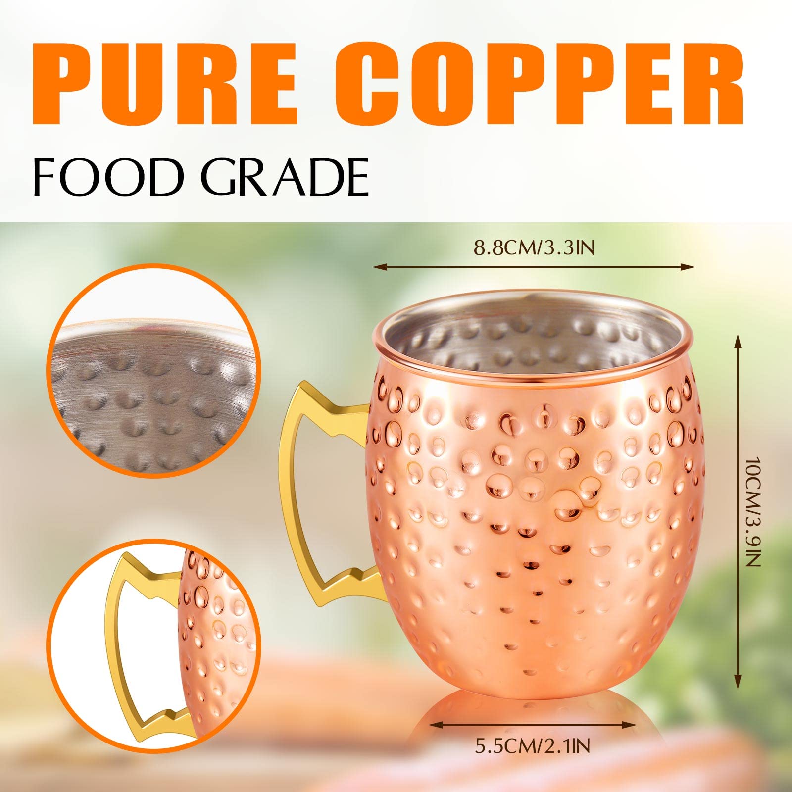 30-Pack Moscow Mule Mugs - 19oz Hammered Copper Cups with Stainless Steel Lining & Gold Brass Handles - Perfect for Cocktails, Coffee, Wine - Ideal for Weddings, Bars, and Home Entertaining (Rose Gold)