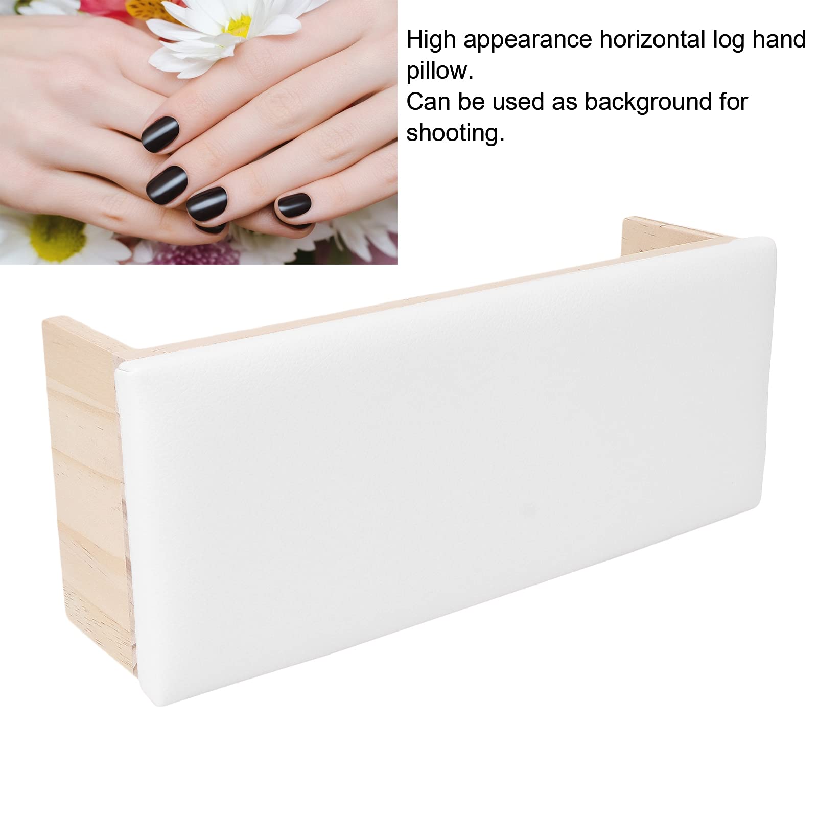 Professional Nail Arm Rest Cushion - Soft PU Leather Hand Pillow with Solid Wood Base for Nail Art Salon & Home DIY | Comfortable Support for Manicures, Pedicures & Nail Technician Work (White)