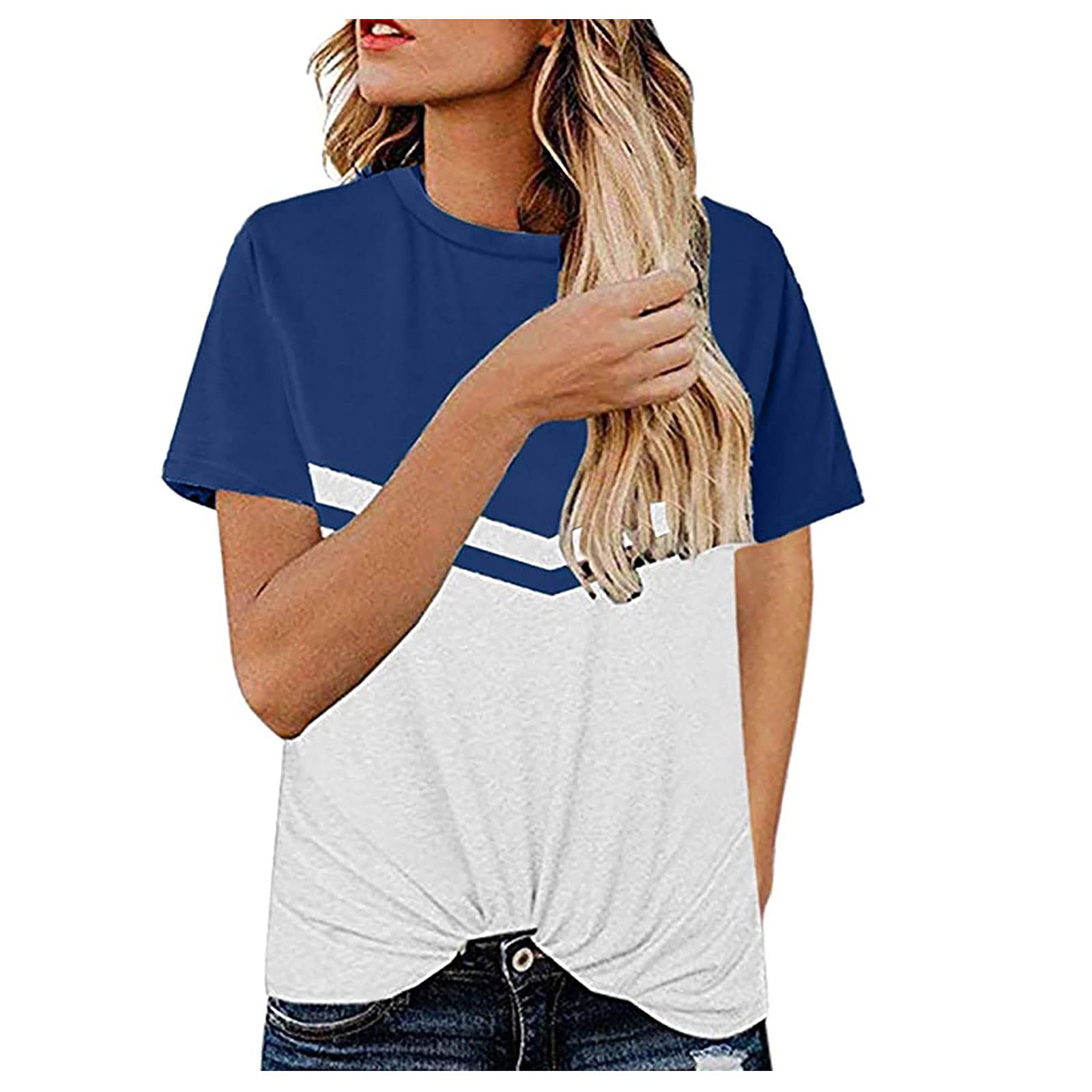 Women's Summer Crewneck Short Sleeve T-Shirt - Lightweight Casual Blouse Top for Everyday Wear, Beach Outings & Vacation Essentials