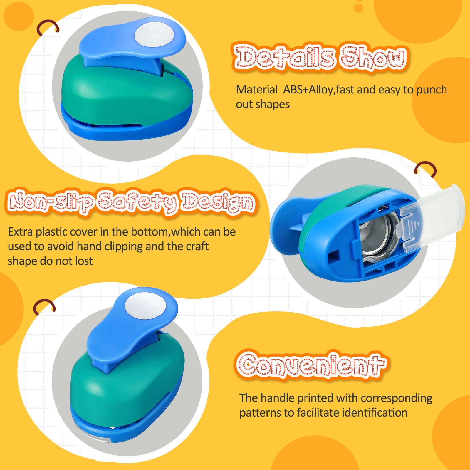 Chengu 3 Pack Circle Punch Set (2, 1, 5/8 Inch) - Craft Hole Puncher for DIY Scrapbooking, Card Making, Photo Albums, Journals, Office Supplies - Includes 20 Sticker Papers & Circle Cutter Tool