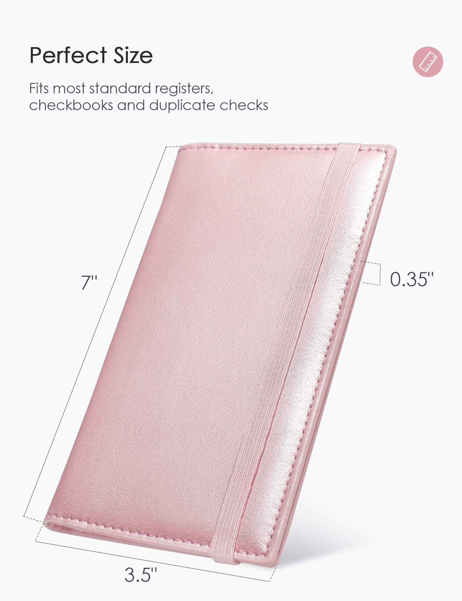 Premium Vegan Leather Checkbook Cover for Men & Women - Slim RFID Blocking Wallet Holder for Top & Side Tear Duplicate Checks (Pink) | Ideal for Business, Travel & Everyday Financial Organization