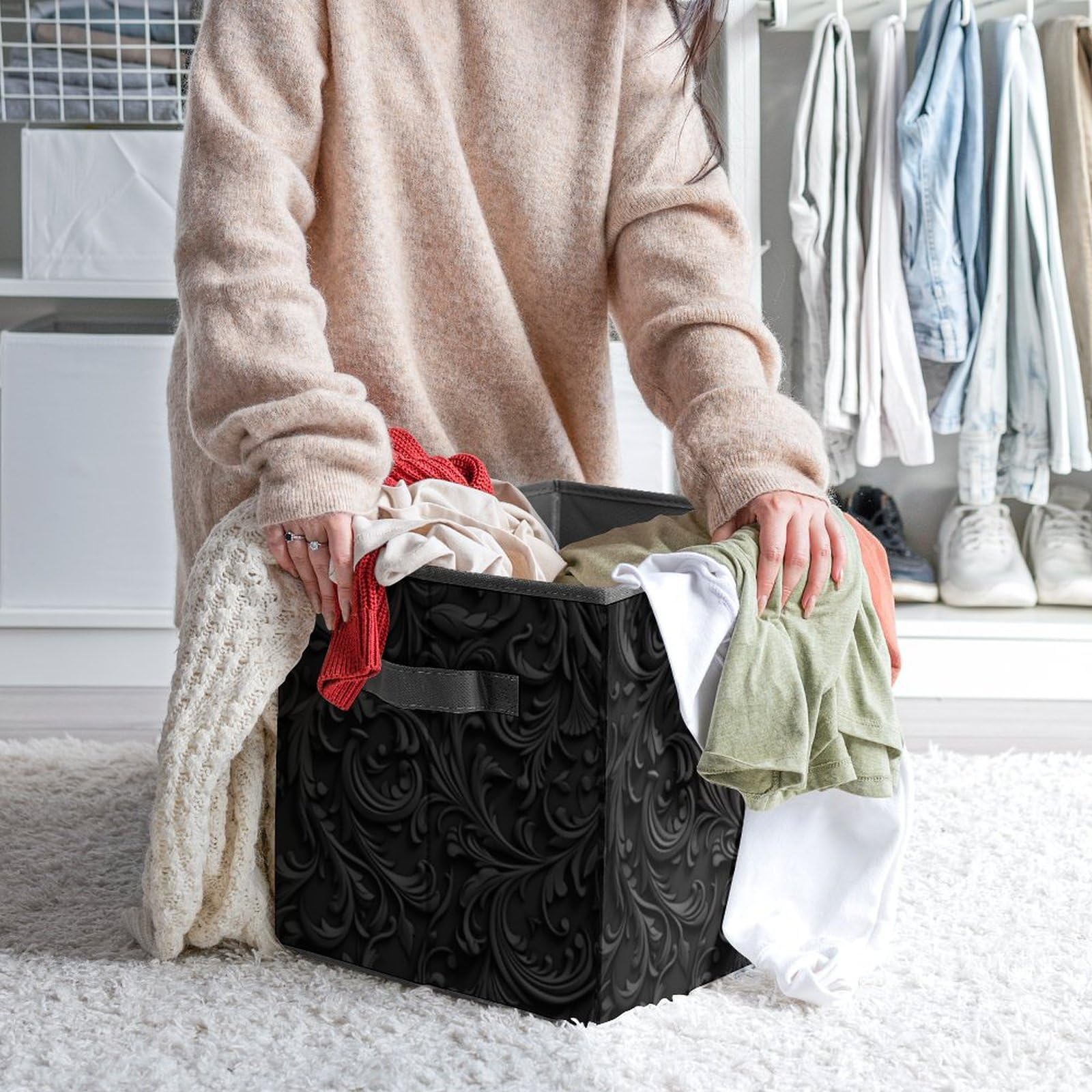 Collapsible Storage Bins - Foldable & Stackable Fabric Storage Cubes for Closet, Home Organization (1-Pack) | Perfect for Bedroom, Bathroom, Kids Room & Office Storage Solutions
