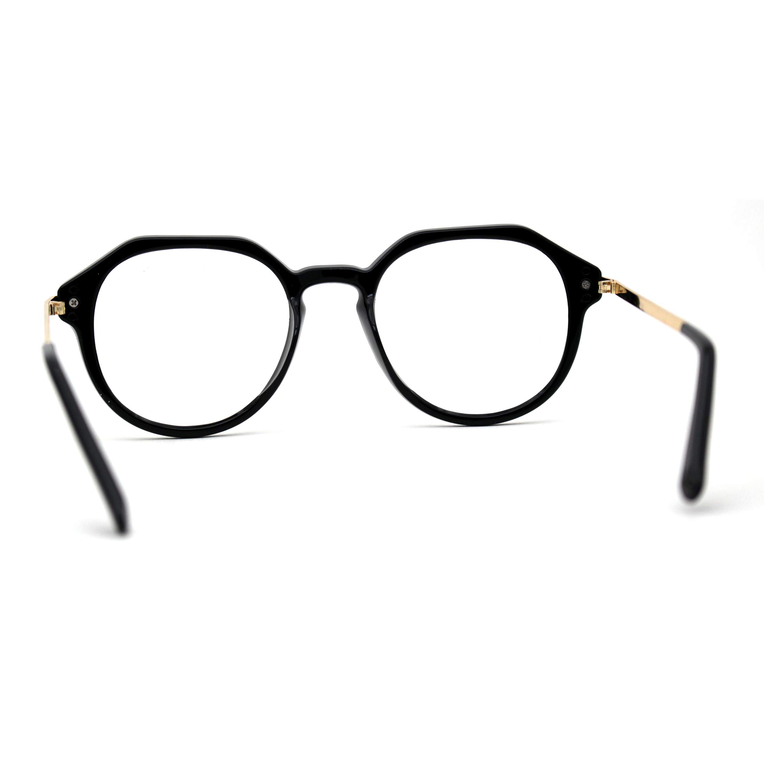 SA106 Fashionable Geometric Round Blue Light Blocking Glasses - Anti Eye Strain Computer Glasses for Men & Women - Perfect for Office Work, Gaming & Screen Time
