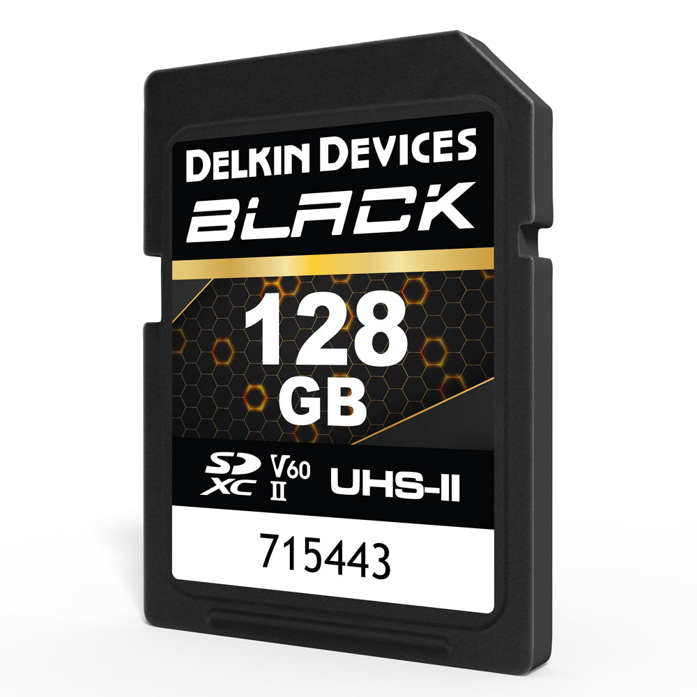 Delkin DSBV6128 128GB UHS-II V60 SDXC Memory Card - High-Speed Performance for 4K Video, DSLR & Mirrorless Cameras - Perfect for Professional Photography & Videography