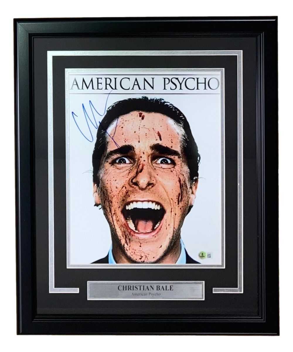 Authentic Christian Bale Signed Framed 11x14 American Psycho Movie Photo - Collectible Memorabilia for Film Fans & Home Theater Decor