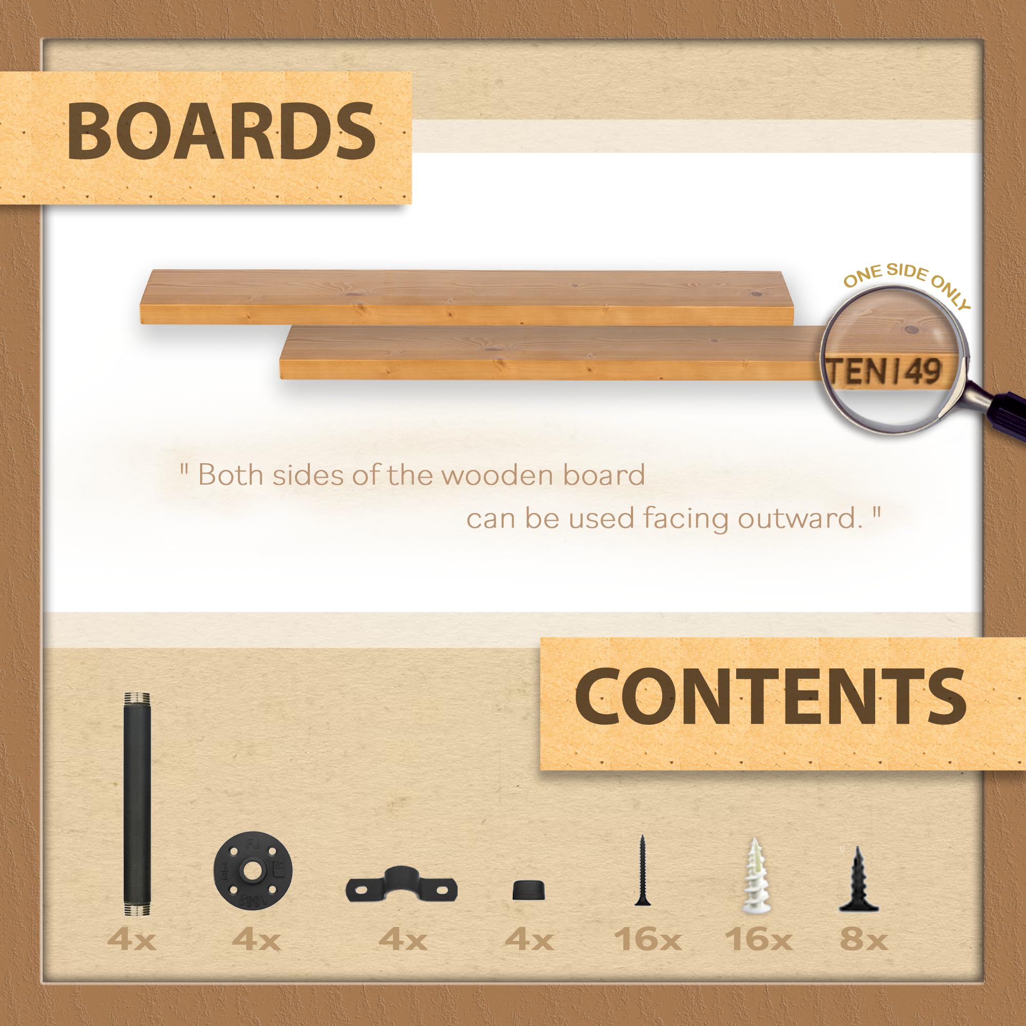 Industrial Pipe Wood Wall Shelf - 36