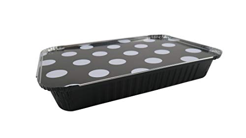 KitchenDance Disposable Black Aluminum Takeout Food Containers with Board Lids - 200 Pack (4 Pound Capacity) - Perfect for Restaurants, Catering & Meal Prep
