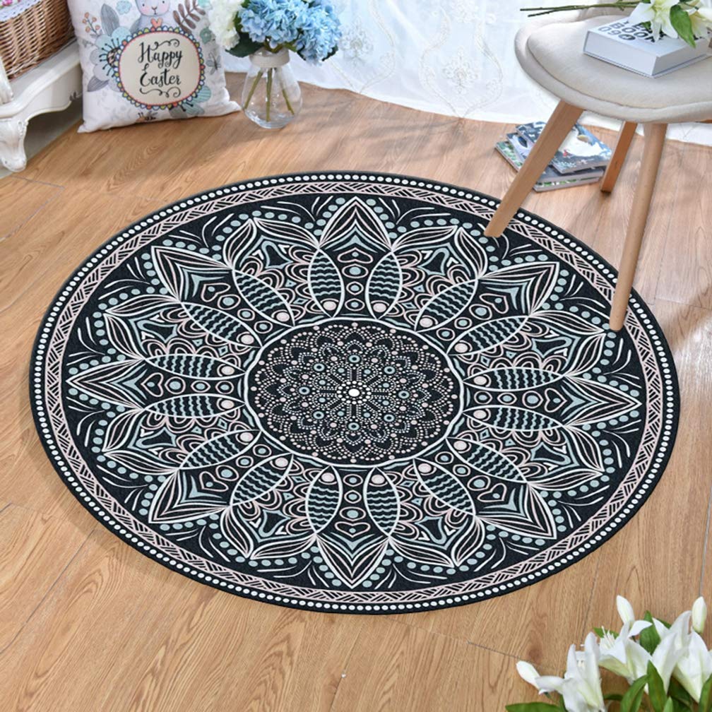 MOXIC 4'x4' Round Area Rug - Soft Non-Slip Persian Heriz Carpet for Living Room, Bedroom & Nursery | Vintage Home Decor, Kids Crawling Mat, Bathroom Floor Covering - Perfect for Cozy Spaces & Play Areas