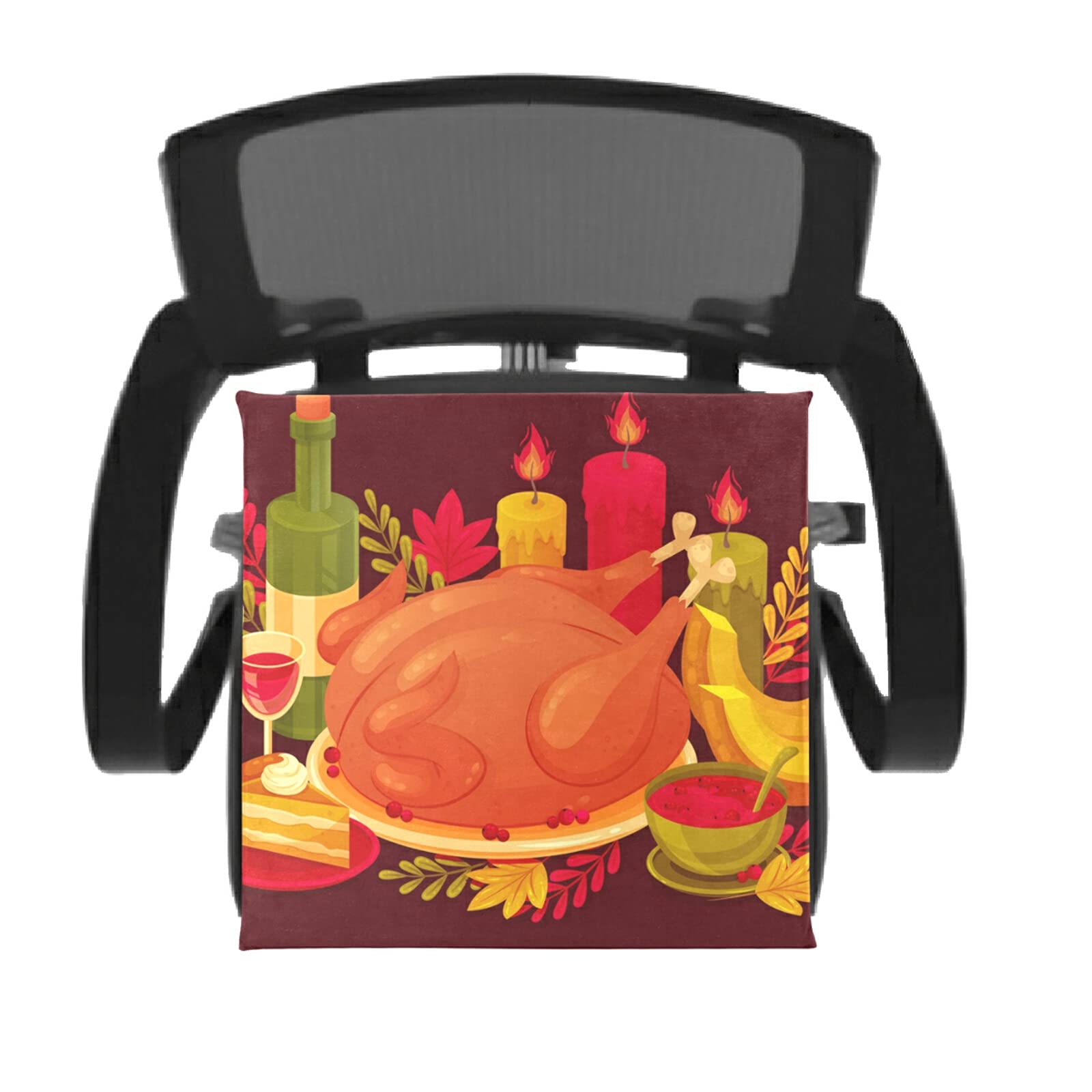 Emelivor Thanksgiving Turkey Fruit Scented Memory Foam Seat Cushion - Washable Chair Pad for Dining Chairs, Wheelchairs, Cars & Floor Sitting - Perfect for Home, Office & Travel Comfort