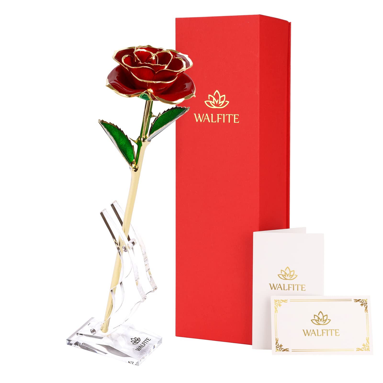 24k Gold Rose Gift for Mom, Wife, Girlfriend - Romantic Anniversary & Mother's Day Present - Realistic Red Rose Keepsake for Women - Perfect for Valentine's Day, Birthday, Wedding & Special Occasions