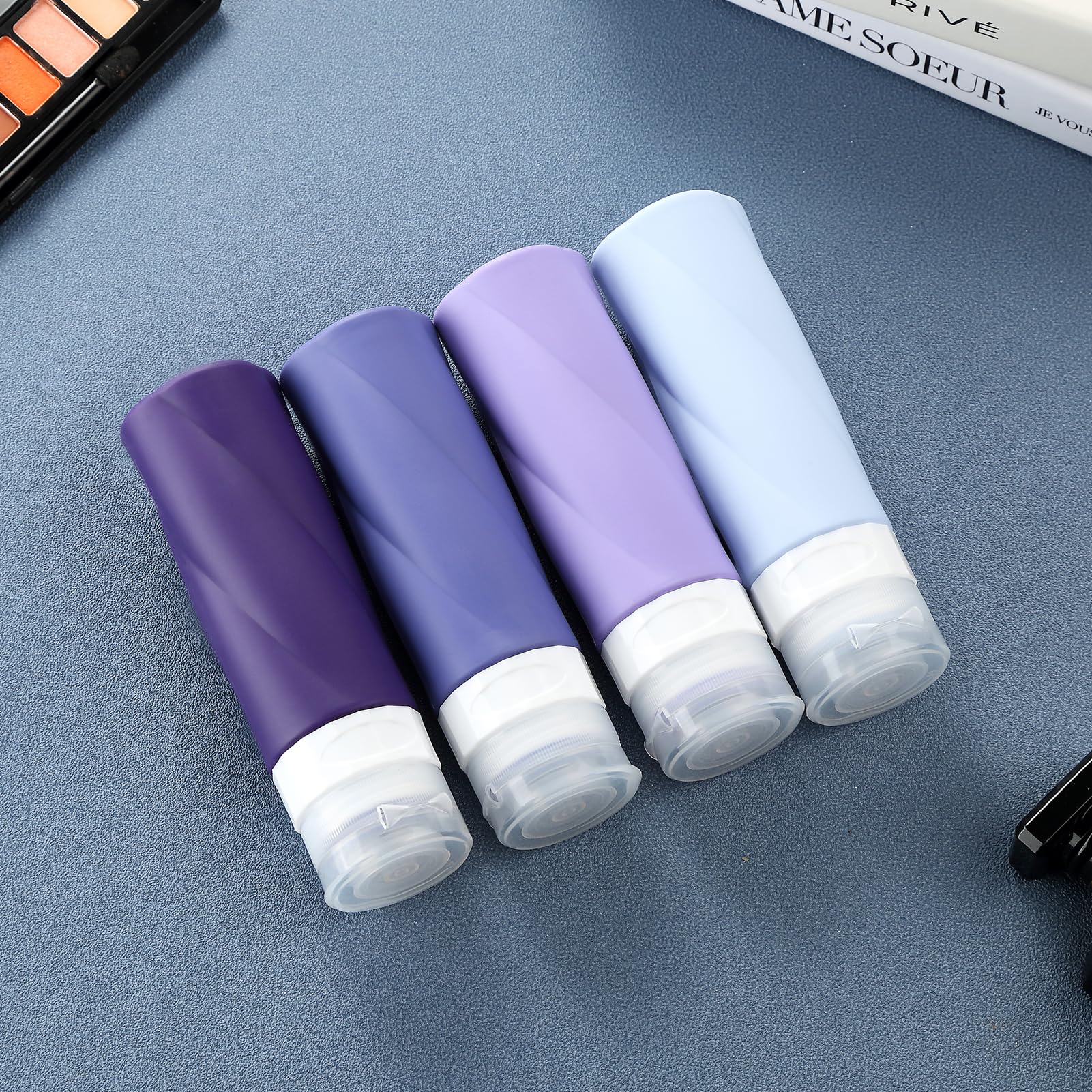 **Gemice 3oz TSA Approved Travel Bottles for Toiletries - BPA Free, Leak Proof & Refillable Travel Size Containers with Clear Toiletry Bag (4 Pack) - Perfect for Airplane, Gym, Camping & Vacation**