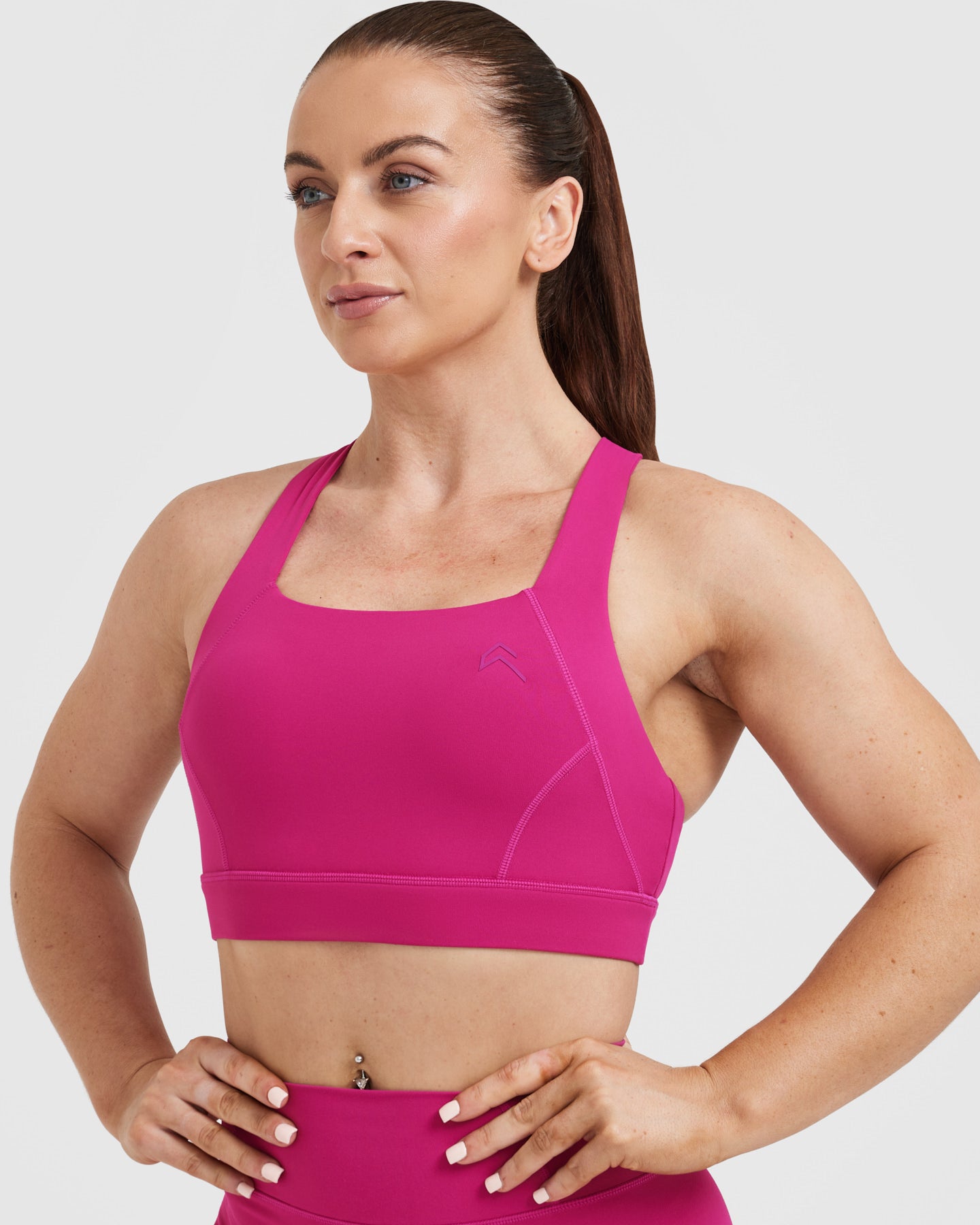 Timeless Wide Strap Sports Bra for Women - High Support Workout Bra in Fuchsia Pink | Yoga, Running, Gym & Activewear