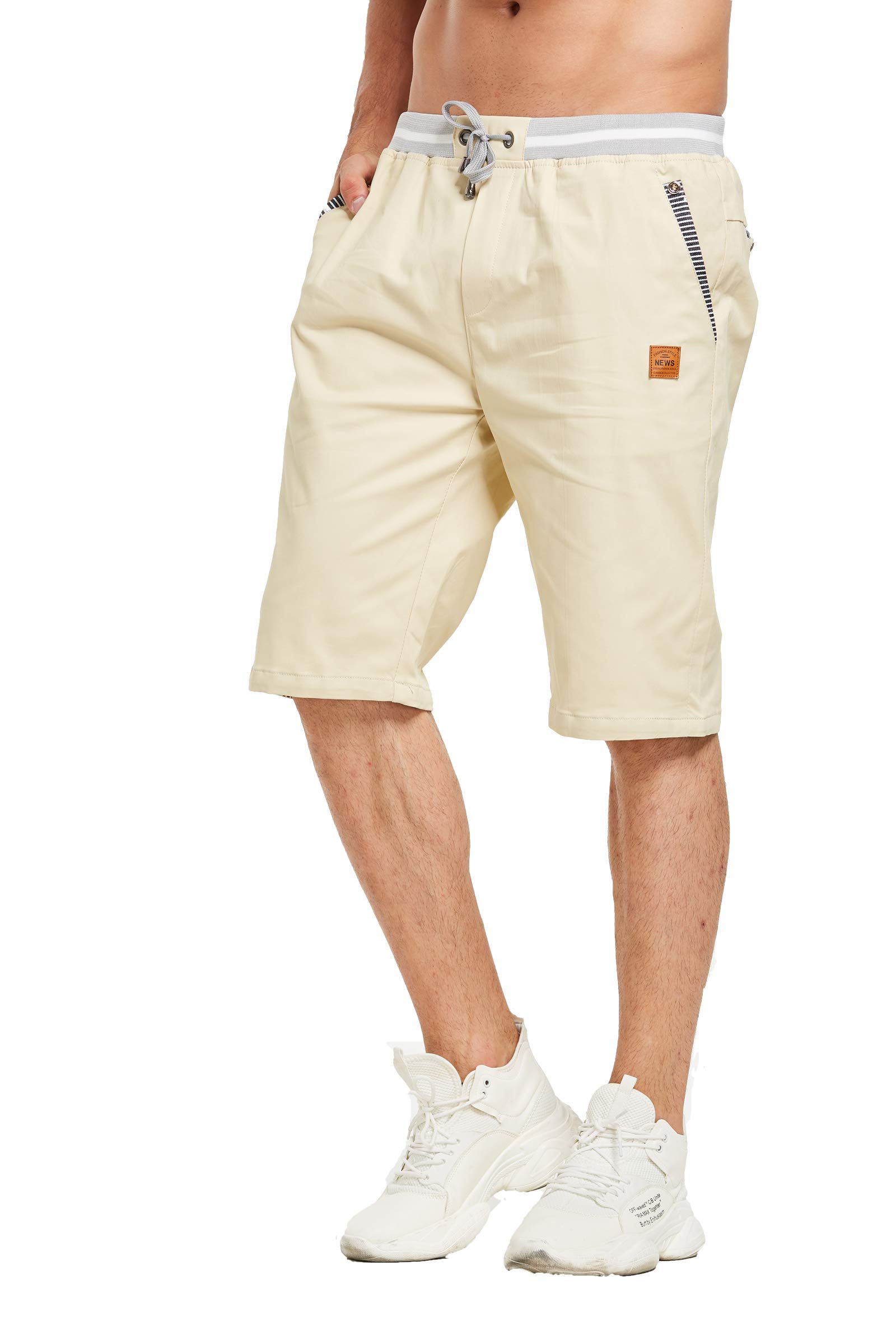 Tansozer Men's Casual Classic Fit Drawstring Summer Shorts - Elastic Waist with Pockets - Perfect for Beach, Swimming, Gym & Outdoor Activities