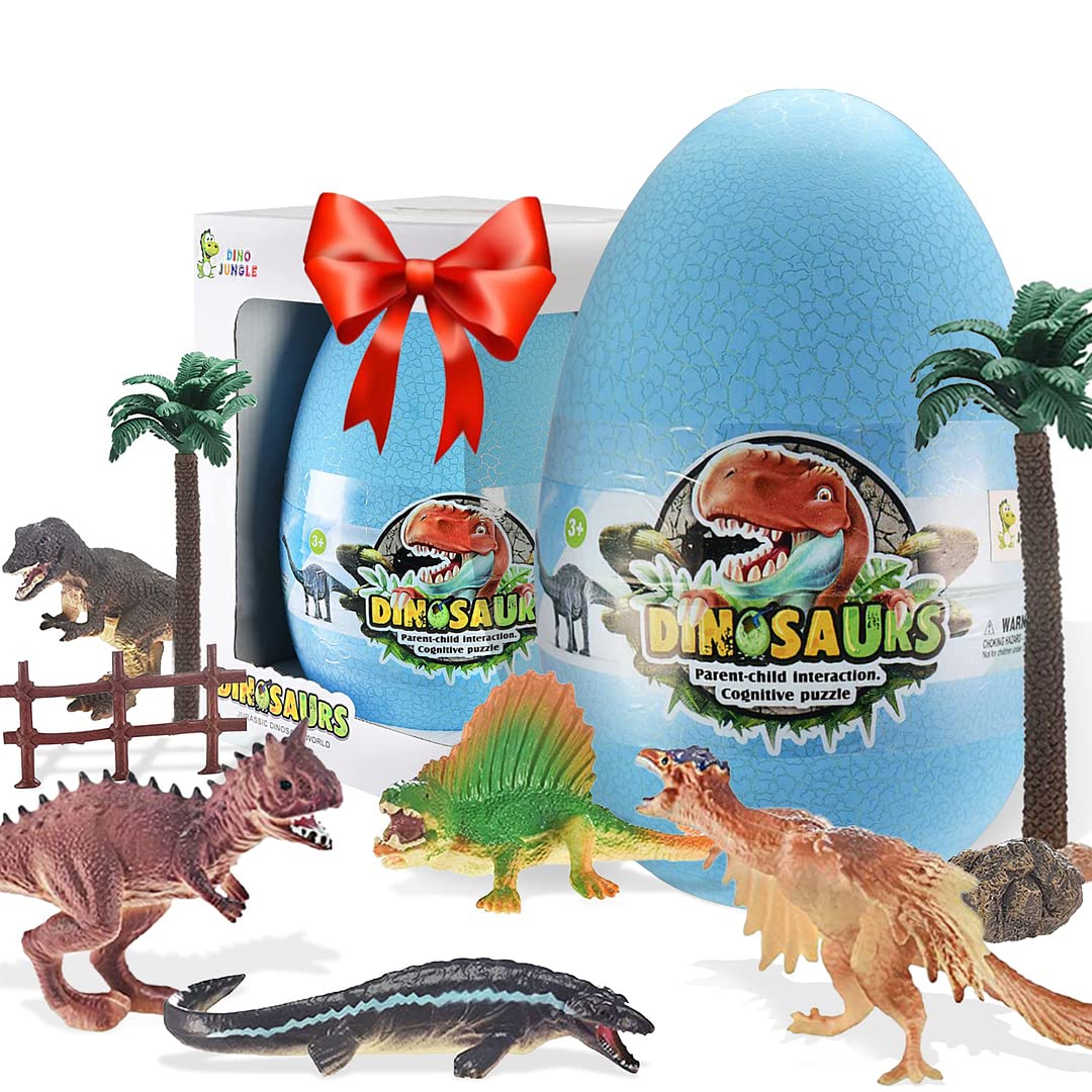 DINO JUNGLE Dinosaur Toys Set for Kids Ages 3-7 - Giant Dinosaur Egg with Map, Trees & 12 Dinosaur Figures | Educational STEM Toys for Boys & Girls | Perfect Christmas & Birthday Gift | Indoor Play, Preschool Learning & Imaginative Adventure Scenes