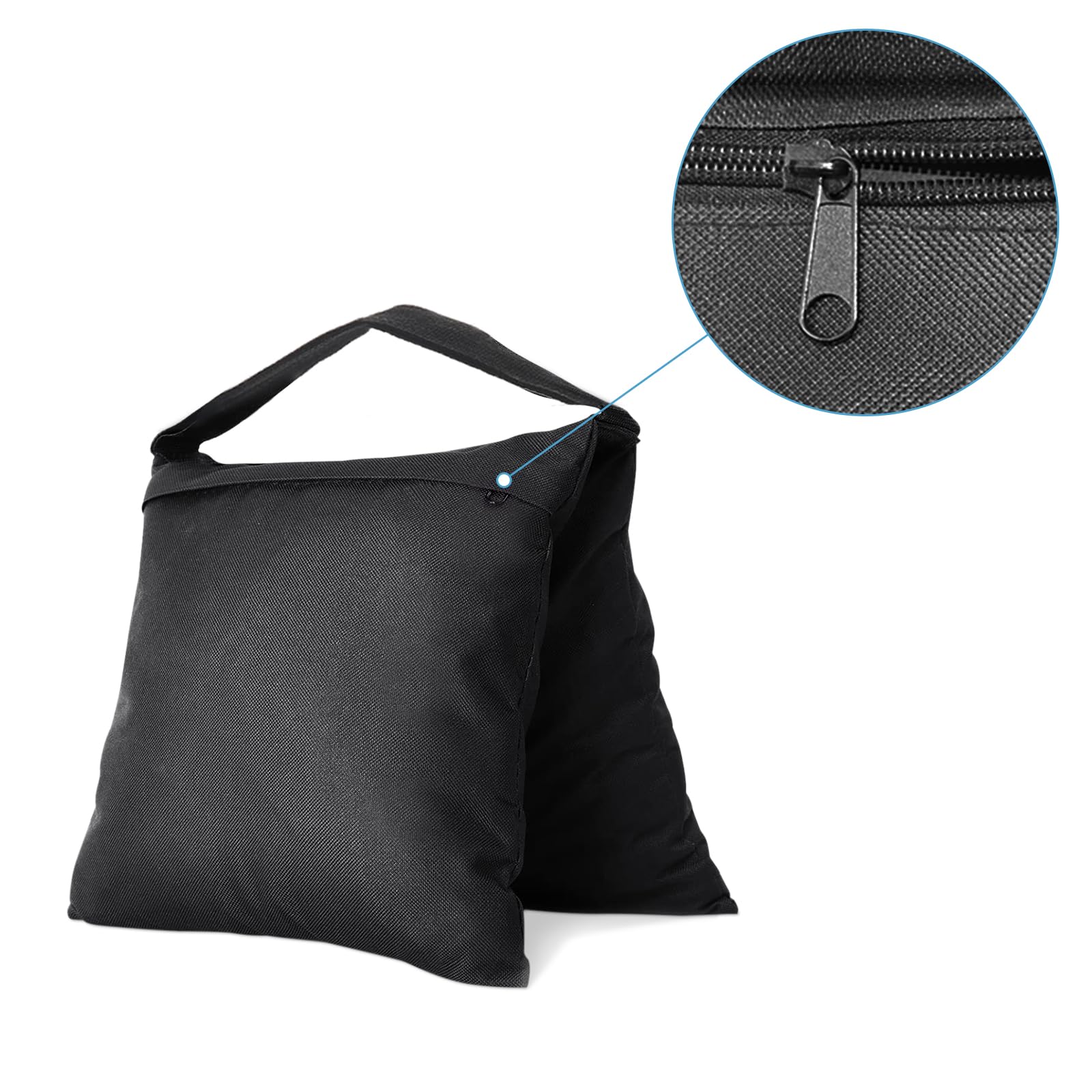 2 Packs Heavy Duty Sandbags with Zipper - Durable PE Bags for Backdrop Stands, Light Stand Support, Baseball Bases & Soccer Rebounder Boards - Perfect for Photography Studios, Sports Training & Outdoor Events