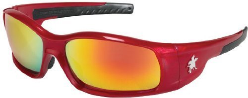 Crews SR13R Swagger Safety Glasses - Red Frame with Fire Mirror Lens - 12 Pairs - ANSI Z87.1 Certified for Work, Sports & Outdoor Activities