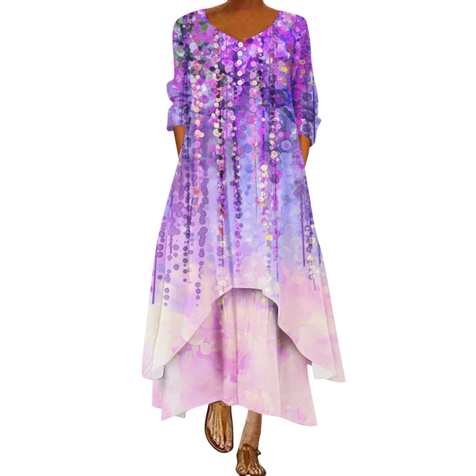 Elegant Floral Long Party Dress for Women - Vintage Wedding Guest & Cocktail Dress for Summer & Fall | Perfect for Bridal Showers, Garden Parties & Formal Events