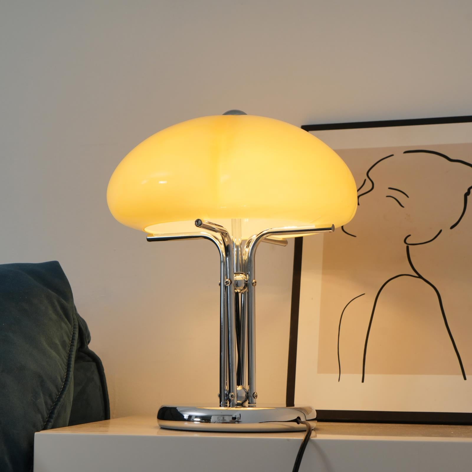 Modern Mushroom Bauhaus Table Lamp - Minimalist Design for Bedroom, Living Room & Office - Warm White LED Light for Cozy Ambience