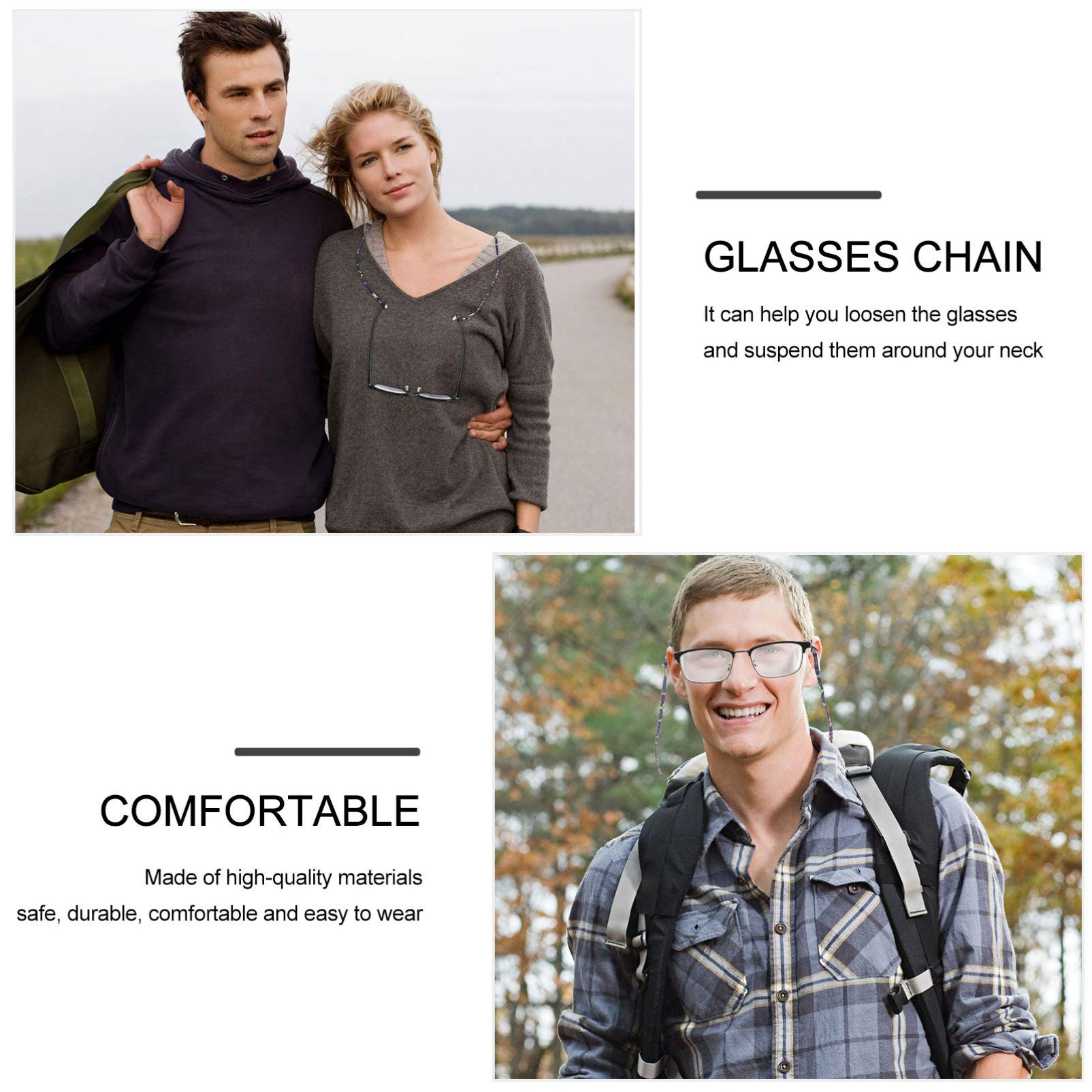 6pcs Non-Slip Glasses Chain Necklace for Men - Sports & Fashion Accessory