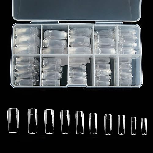 Extreme Arch Acrylic False Nails Set - 100pcs Transparent Artificial Nails with Storage Case for Salon & DIY Nail Art | Perfect for Parties, Weddings & Special Occasions