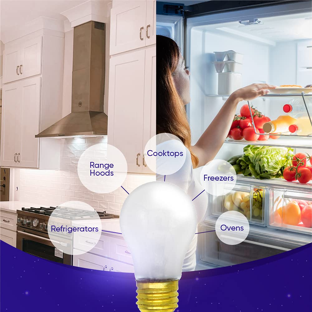 Lumenivo 8009 40W 120V High Temperature Light Bulb - 4 Pack Replacement for Refrigerator, Oven, Microwave & Household Appliances - Perfect for Kitchen, Laundry Room & Garage Lighting