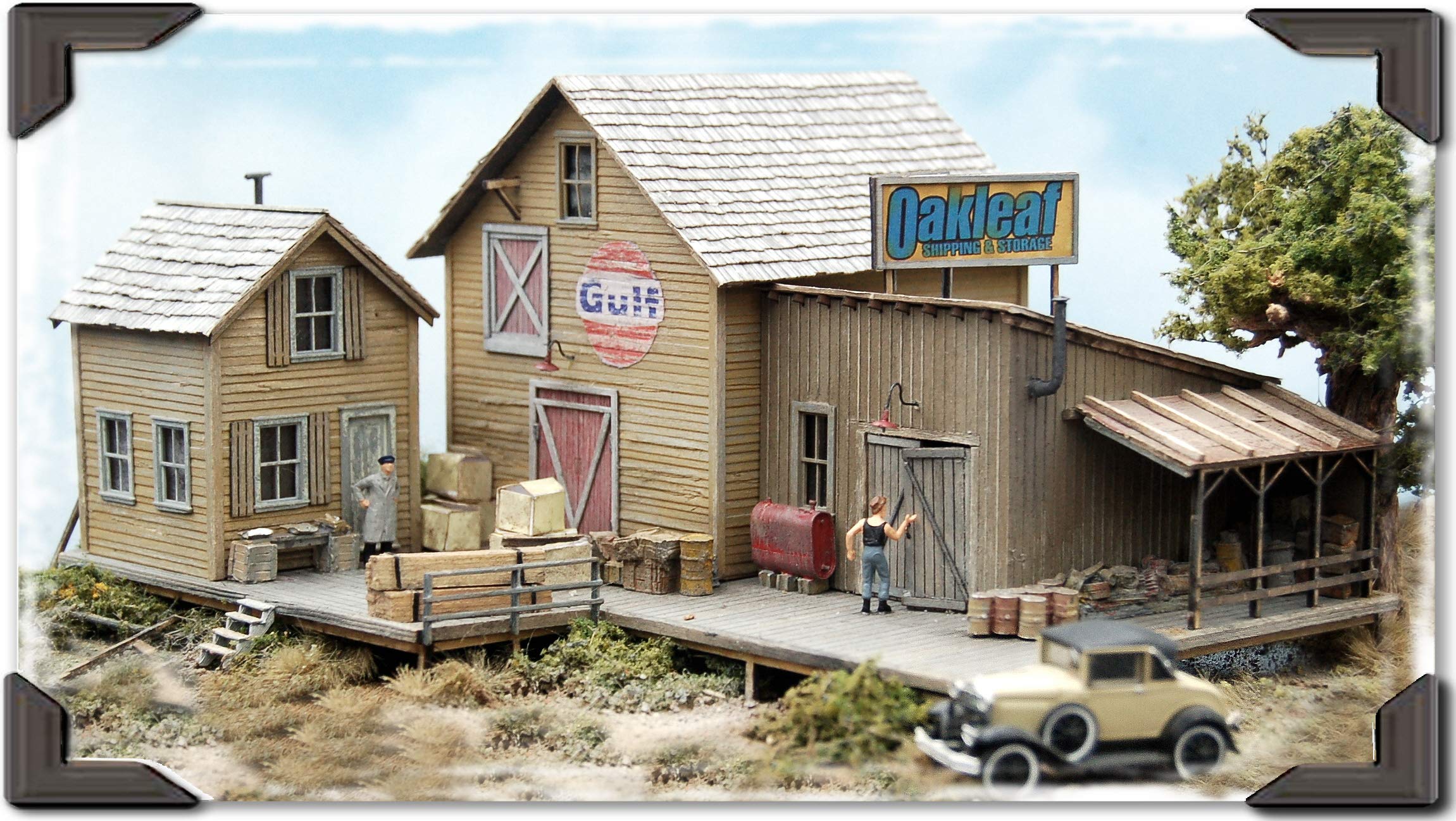 HO Scale Model Train Buildings - Oakleaf Shipping & Storage Kit #0182 - Perfect for Model Railroad Scenery & Train Layouts