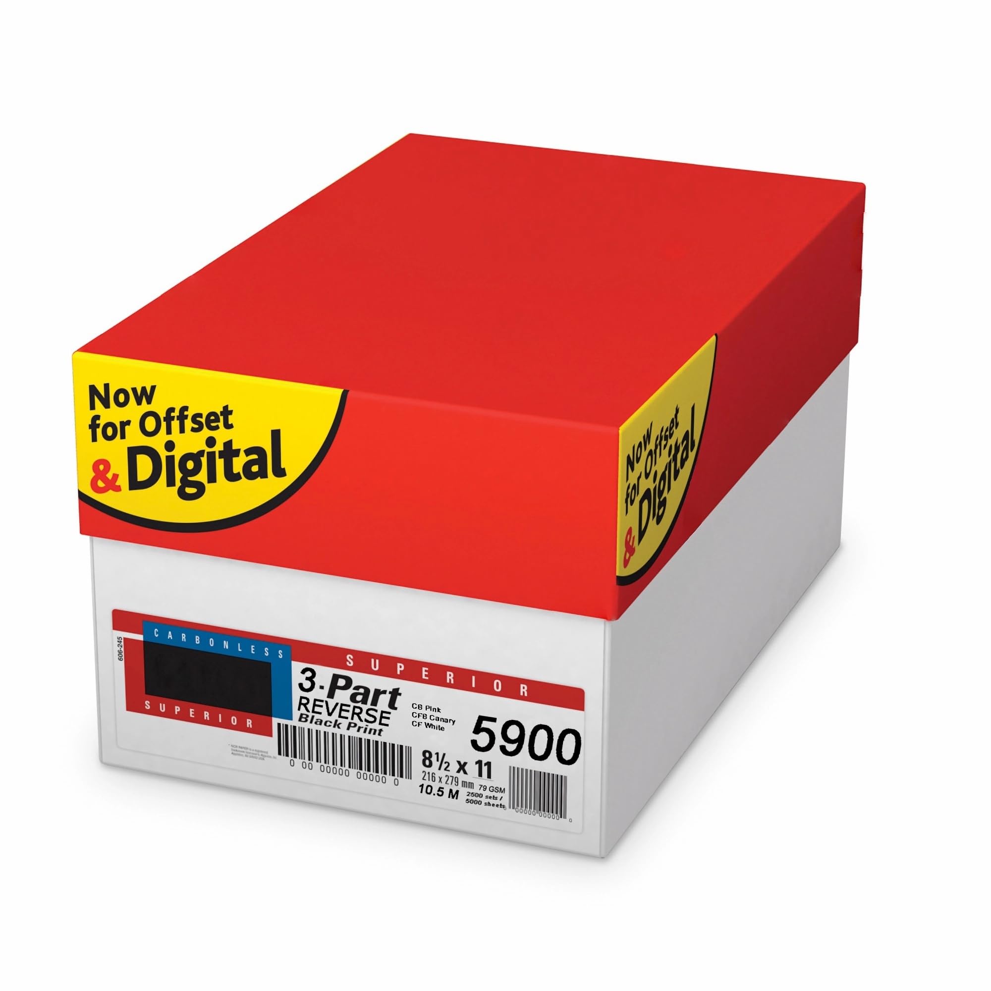 Premium 8.5 x 11 Carbonless Copy Paper - 3 Part NCR Forms (White/Canary/Pink) - 833 Sets (2500 Sheets) - 5 Reams - Ideal for Invoices, Receipts, Order Forms & Business Documentation