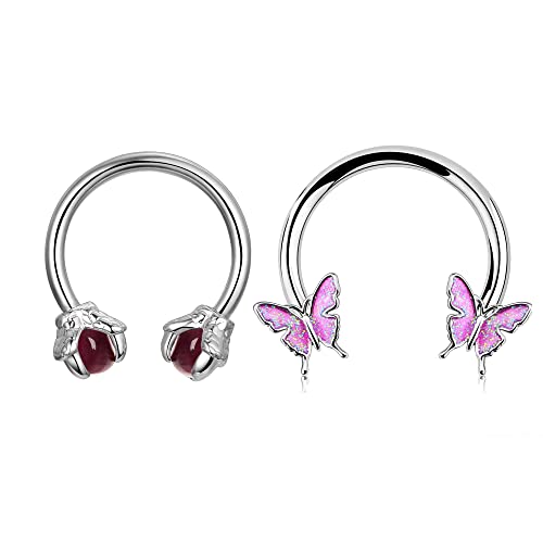 F-2Pcs-Silver Dragon Claw-Pink Butterfly