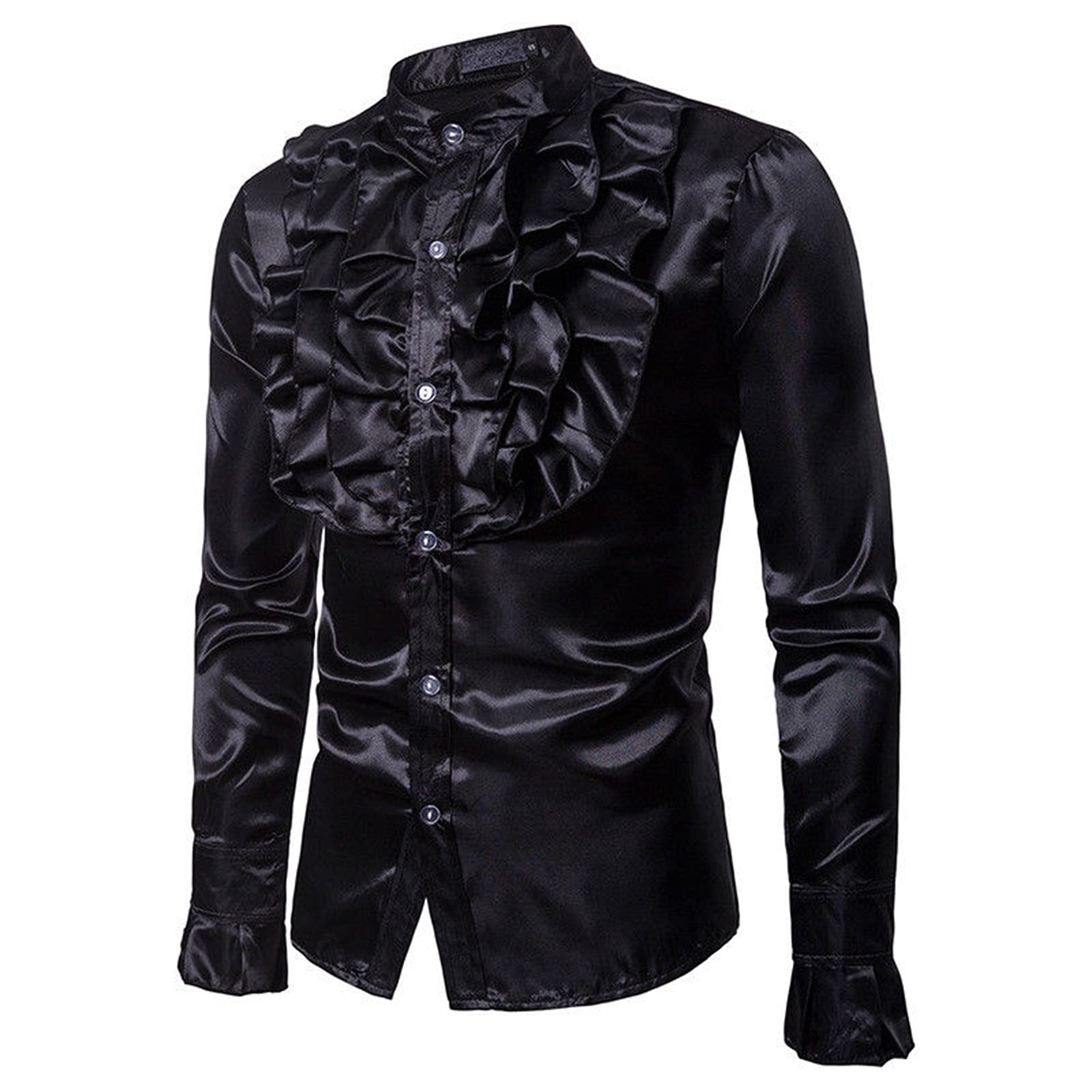Men's Slim Fit Long Sleeve Dress Shirt - Shiny Design Business Button Down Shirt for Office, Party & 90s Retro Style | Formal & Casual Wear