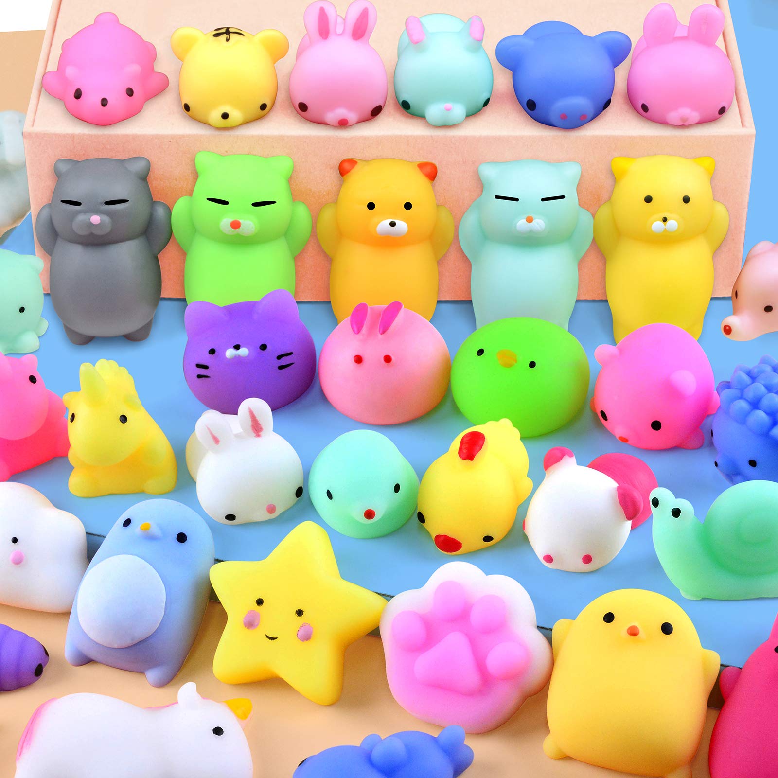 20 Pcs Mini Mochi Squishy Toys - Kawaii Animal Squishies for Kids & Adults, Stress Relief Squeeze Toys, Party Favors, Birthday Gifts, Pinata Fillers - Perfect for Classroom Rewards, Sensory Play, and Relaxation Therapy