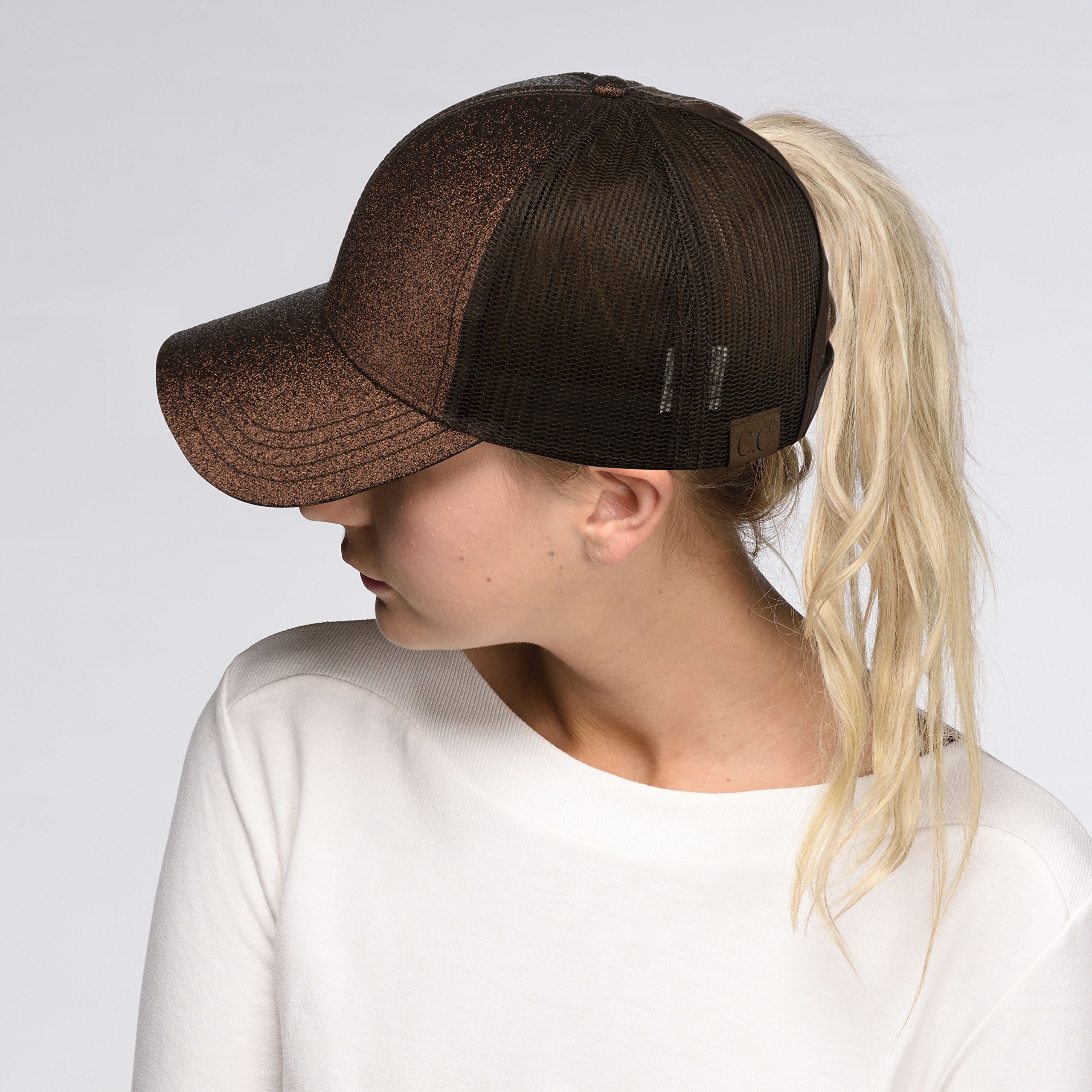 Stylish C.C Hatsandscarf Ponytail Baseball Cap for Women - Messy Bun Trucker Hat with Adjustable Back (BT-6) - Perfect for Running, Gym, and Outdoor Activities
