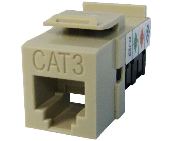 CAT3 Keystone Jack - High Density RJ11 Phone Jack for MIG+ - Ideal for Home & Office Network Wiring