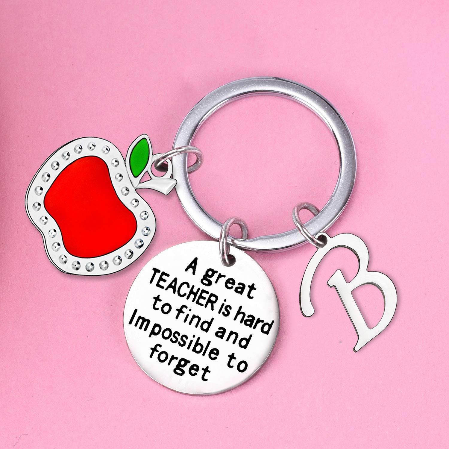 Personalized Initial Keychain for Teachers - Custom Thank You Gift for Women Educators - Perfect for Teacher Appreciation Week, End of Year Gifts & Retirement Presents