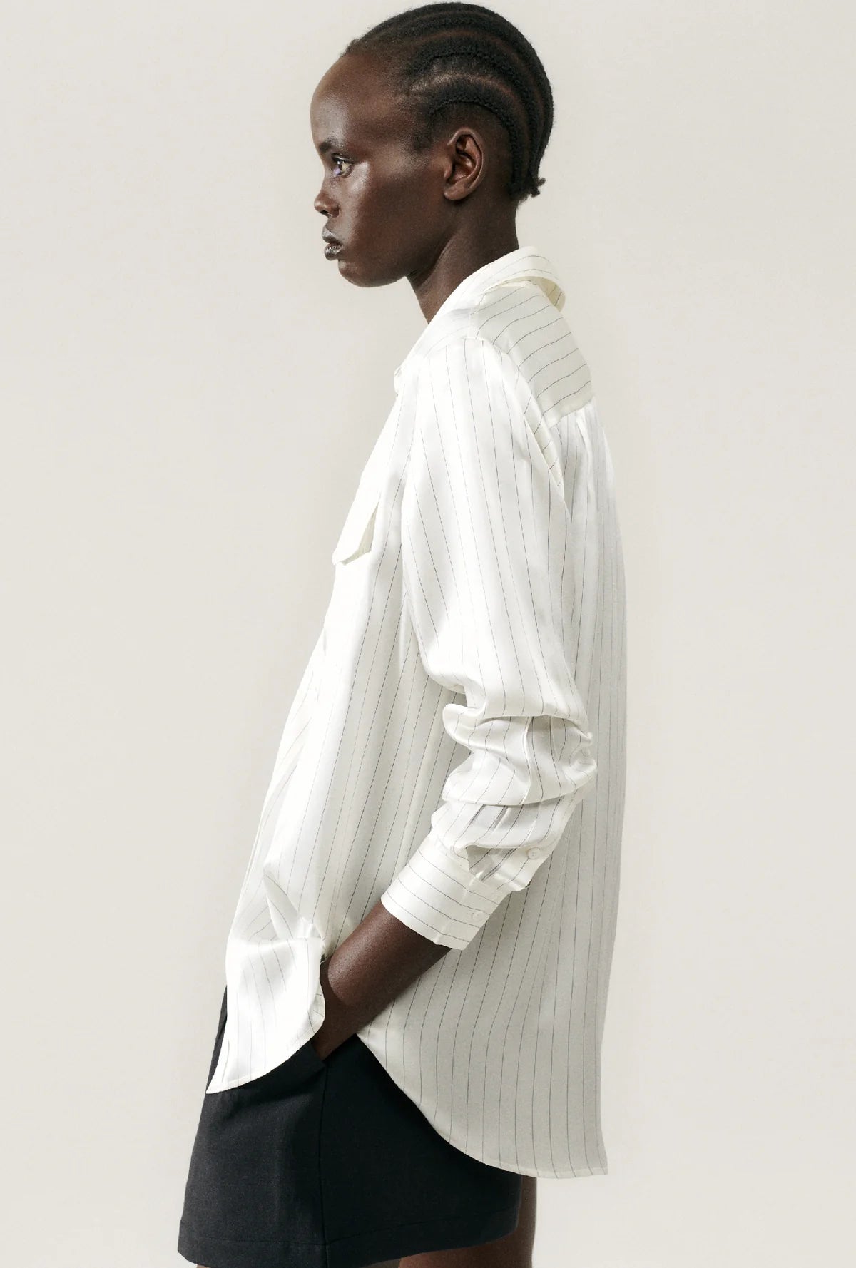 Stylish White Pinstripe Boyfriend Shirt for Women | Trendy Oversized Casual Blouse | Perfect for Office, Date Night & Everyday Wear