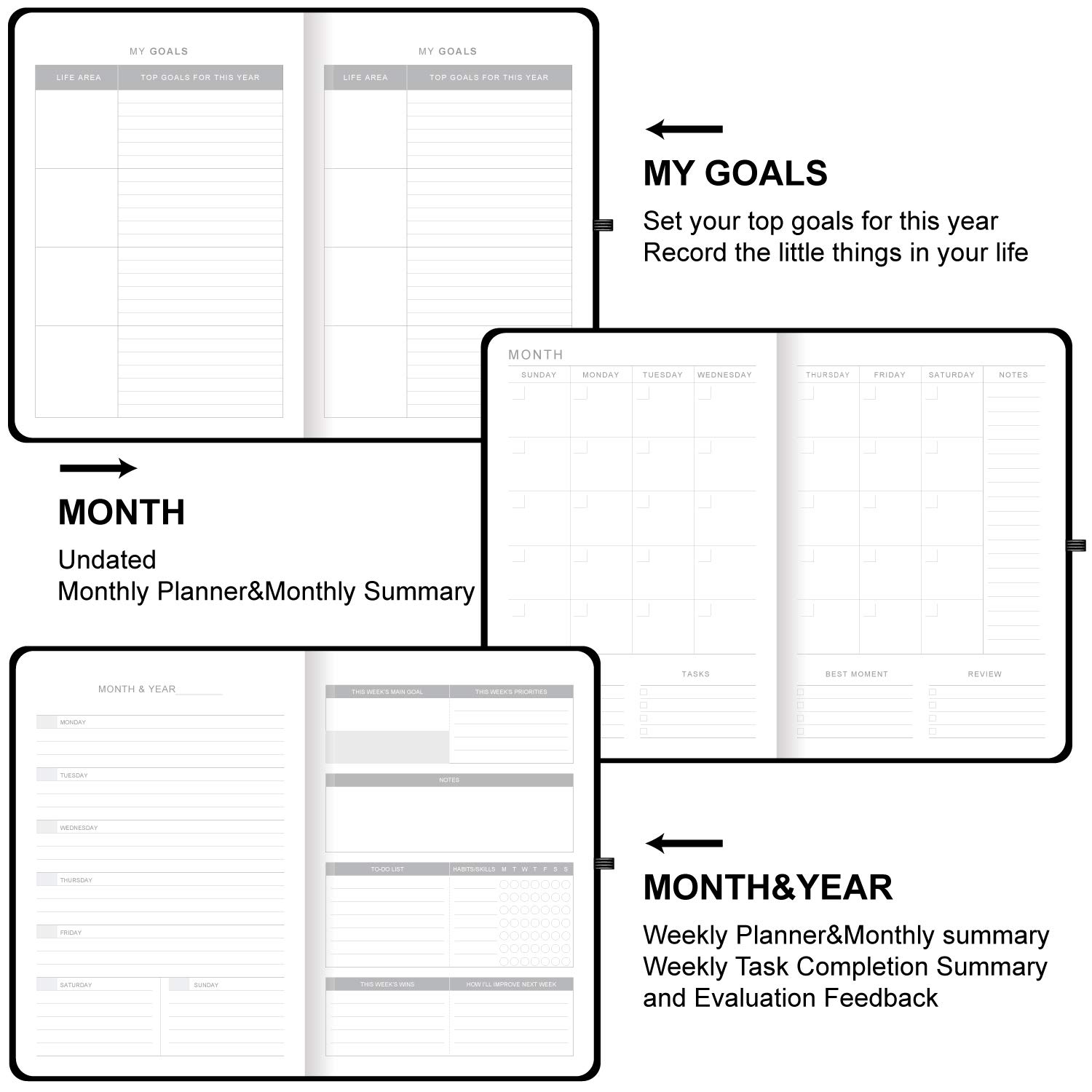 Wisefine Undated Academic Planner 2024-2025 - 5.6