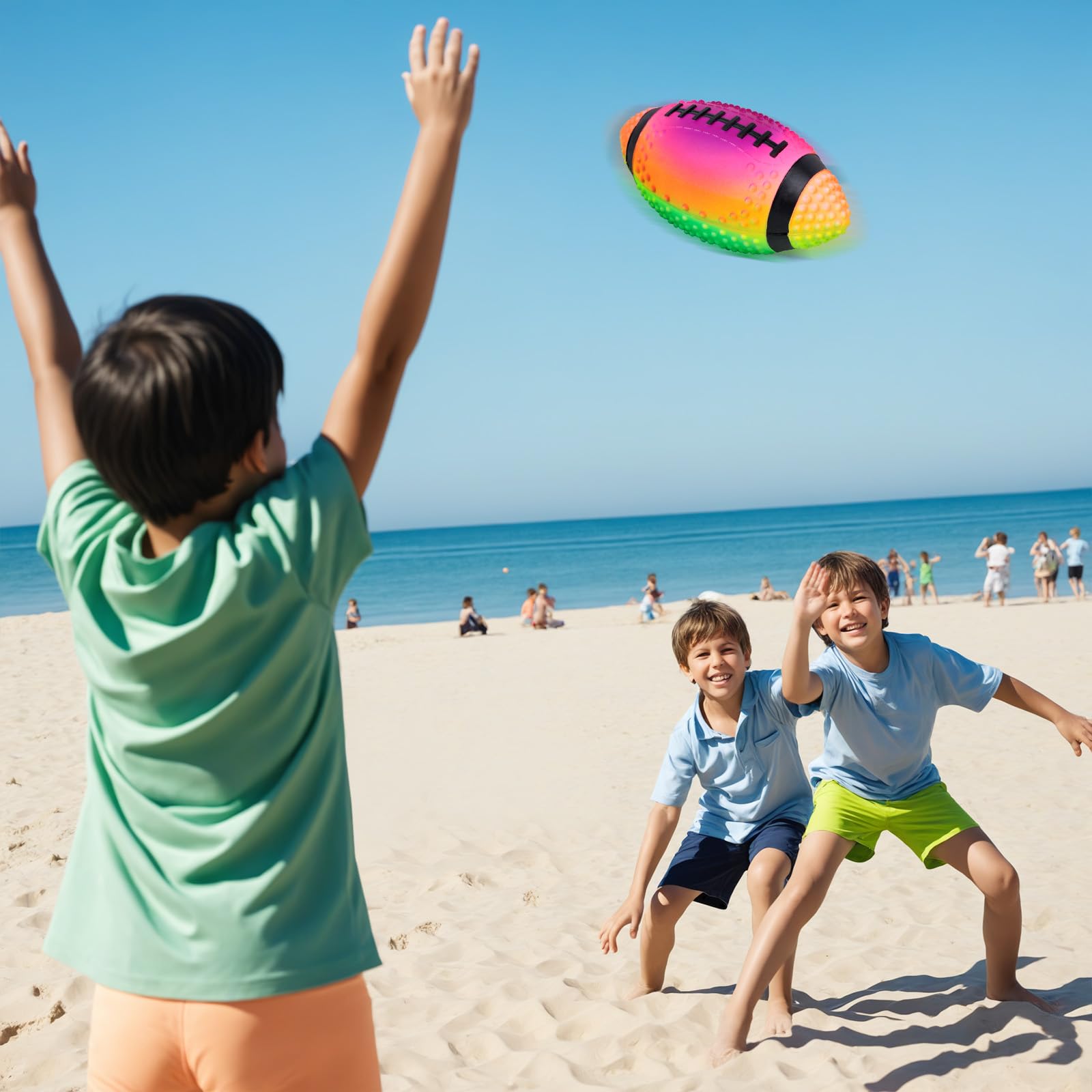 **AMOR PRESENT Inflatable Football - 9 Inch Rainbow Rubber Mini Football for Kids & Adults - Perfect for Football Parties, Outdoor Toss Games, Pet Training & Backyard Sports - Fun Gift for Birthdays & Playtime**