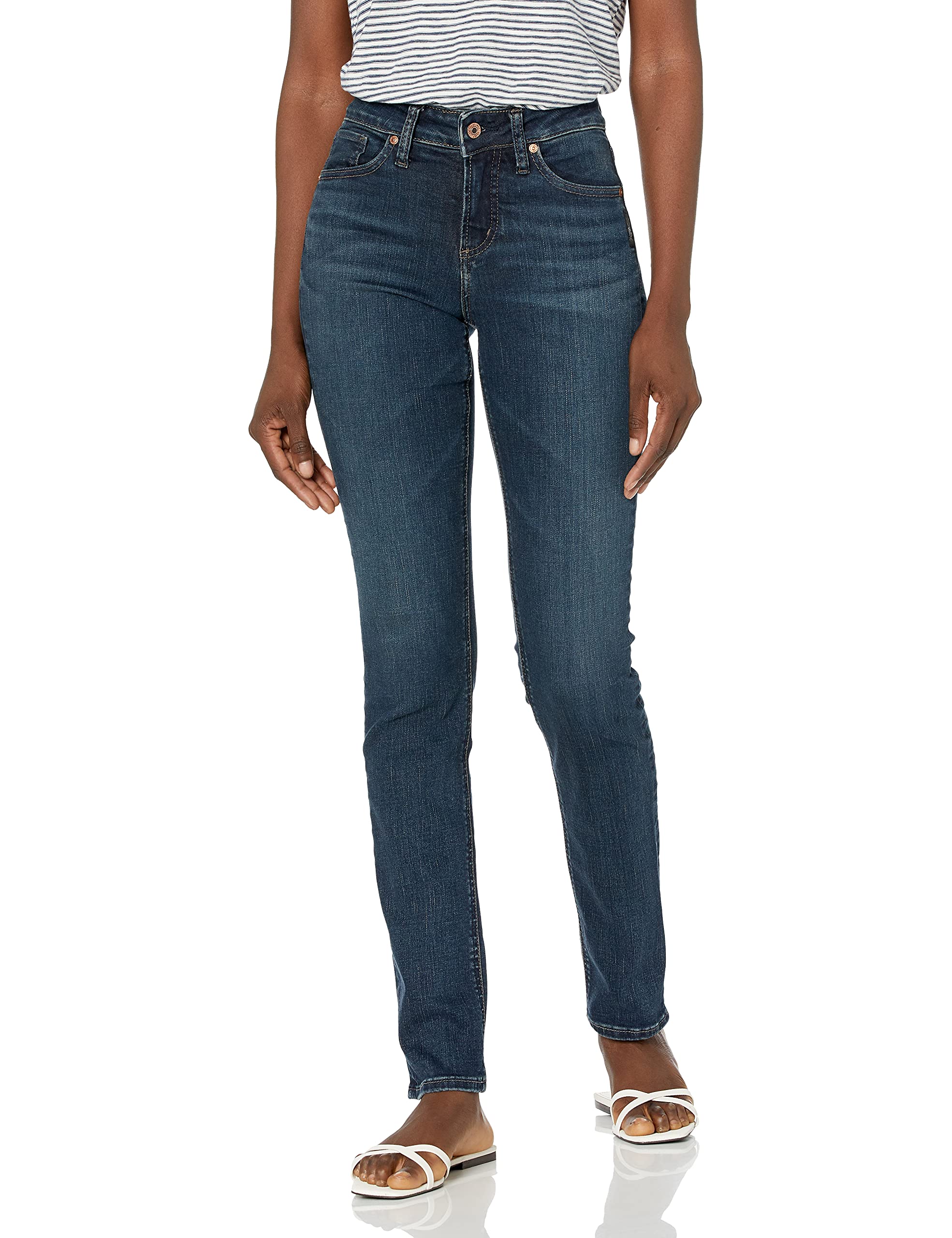 Silver Jeans Co. Women's Avery High Rise Straight Leg Jeans - Comfortable & Stylish Denim Pants for Casual Wear, Work & Everyday Outfits