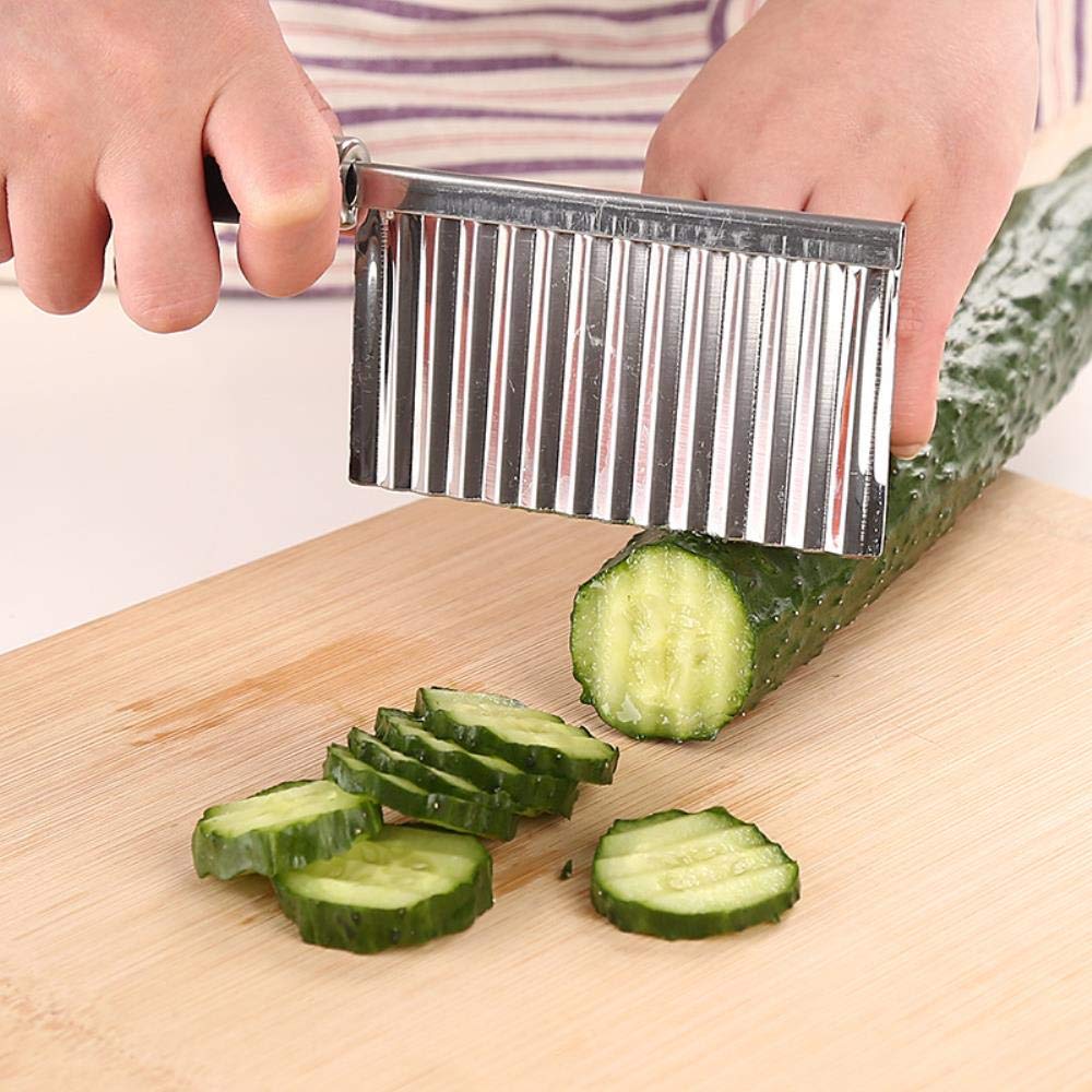 Premium Stainless Steel Wavy Potato Cutter - Effortless Potato Chips & Veggie Slicer for Crispy Snacks, French Fries & Salad Prep - Durable Kitchen Tool for Home Chefs & Restaurants
