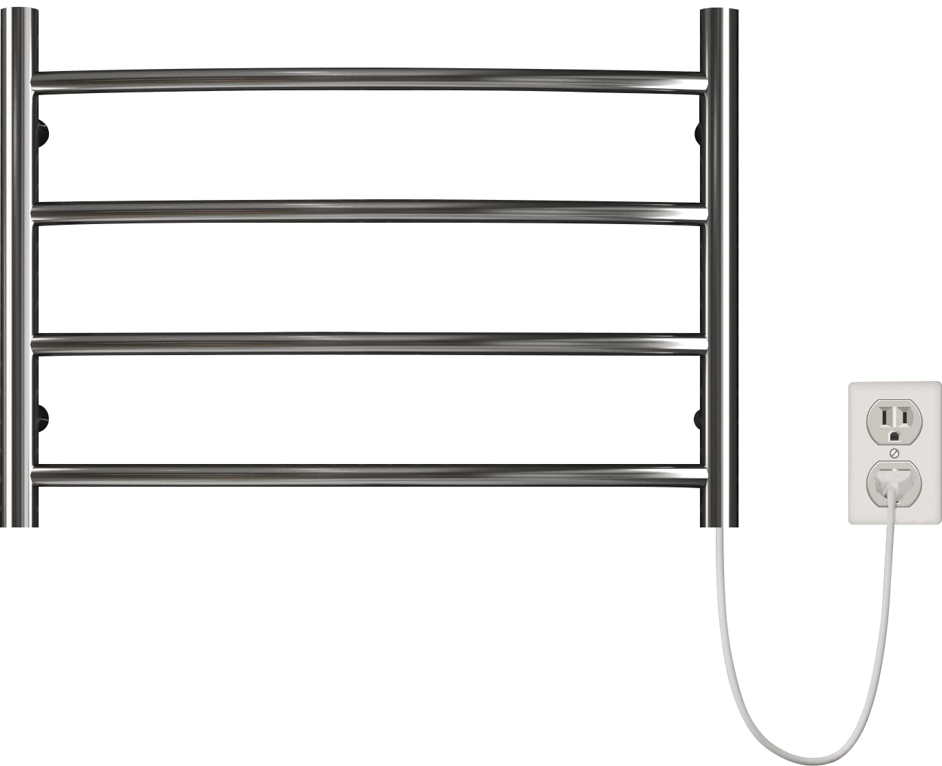 Polished Chrome Electric Heated Towel Rack - Wall Mounted Bathroom Towel Warmer, 4-Bar Stainless Steel Drying Rack (40W, 16.54x23.62x5.51 inches) - Perfect for Spa-Like Bathroom Luxury & Quick Drying