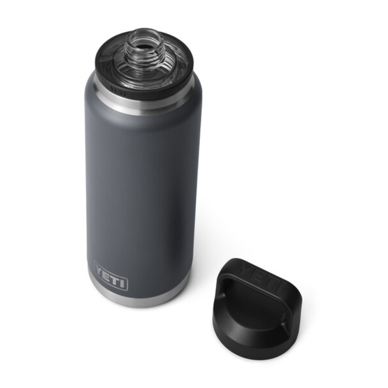 Yeti Rambler 36 oz Insulated Water Bottle with Chug Cap - Charcoal - Leakproof Stainless Steel Vacuum Flask for Outdoor, Gym & Travel