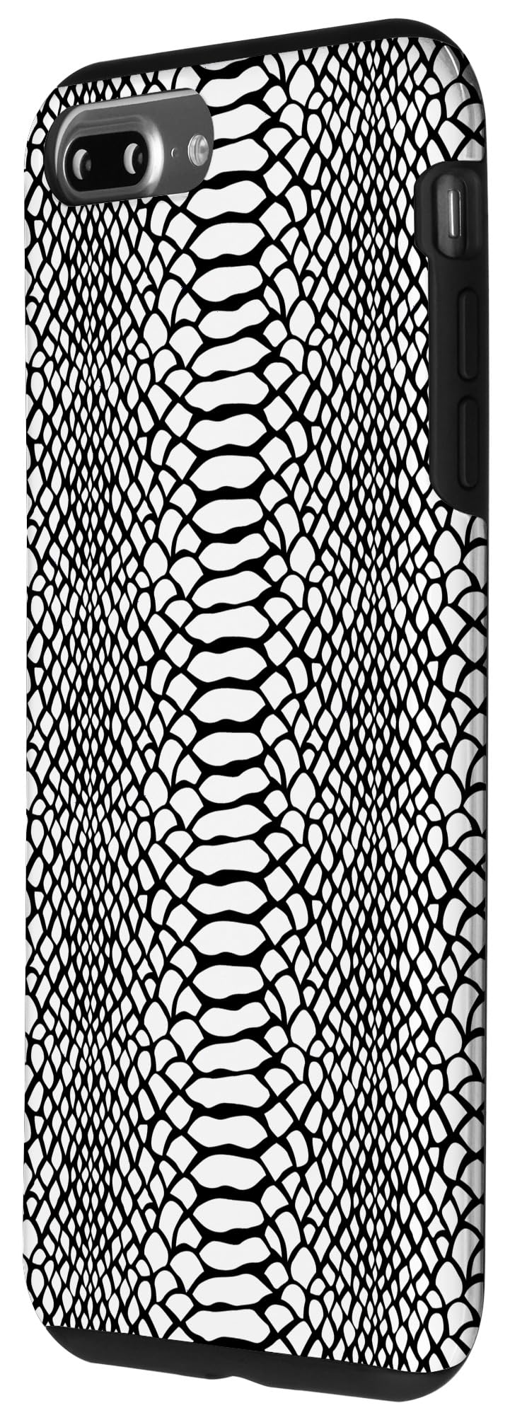 Snakeskin Print Phone Case for iPhone 7 Plus & 8 Plus - Black & White Snake Skin Design | Durable Protective Cover for Work, Travel & Everyday Use