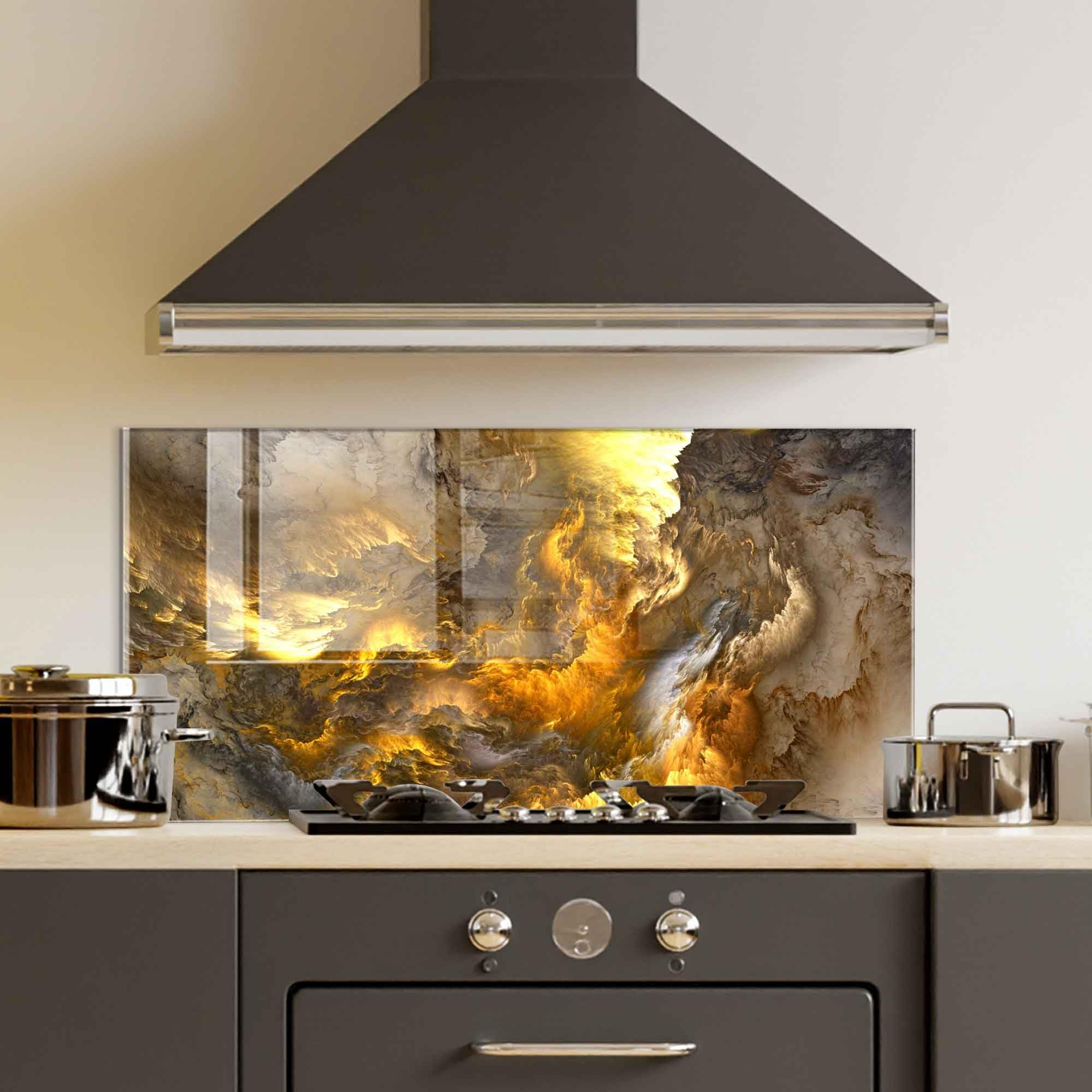 Tempered Glass Kitchen Backsplash - 30x20 Inch Stove Splash Guard, Heat Resistant Splashback Tile for Sink & Countertop - Easy to Clean Wall Decor for Modern Home Kitchen Protection