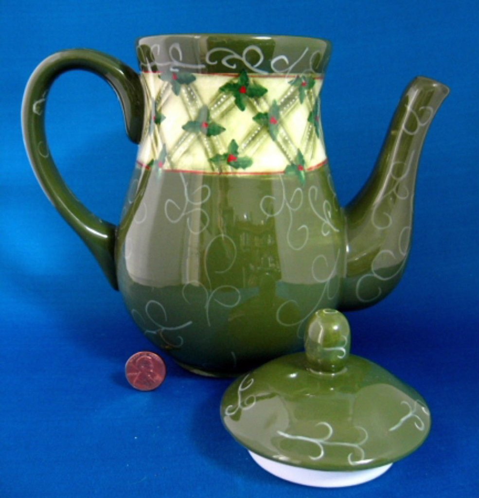 Christmas Teapot with Holly Design - Scripture Inspired Tall Coffee and Tea Pot for Holiday Gatherings & Cozy Home Decor